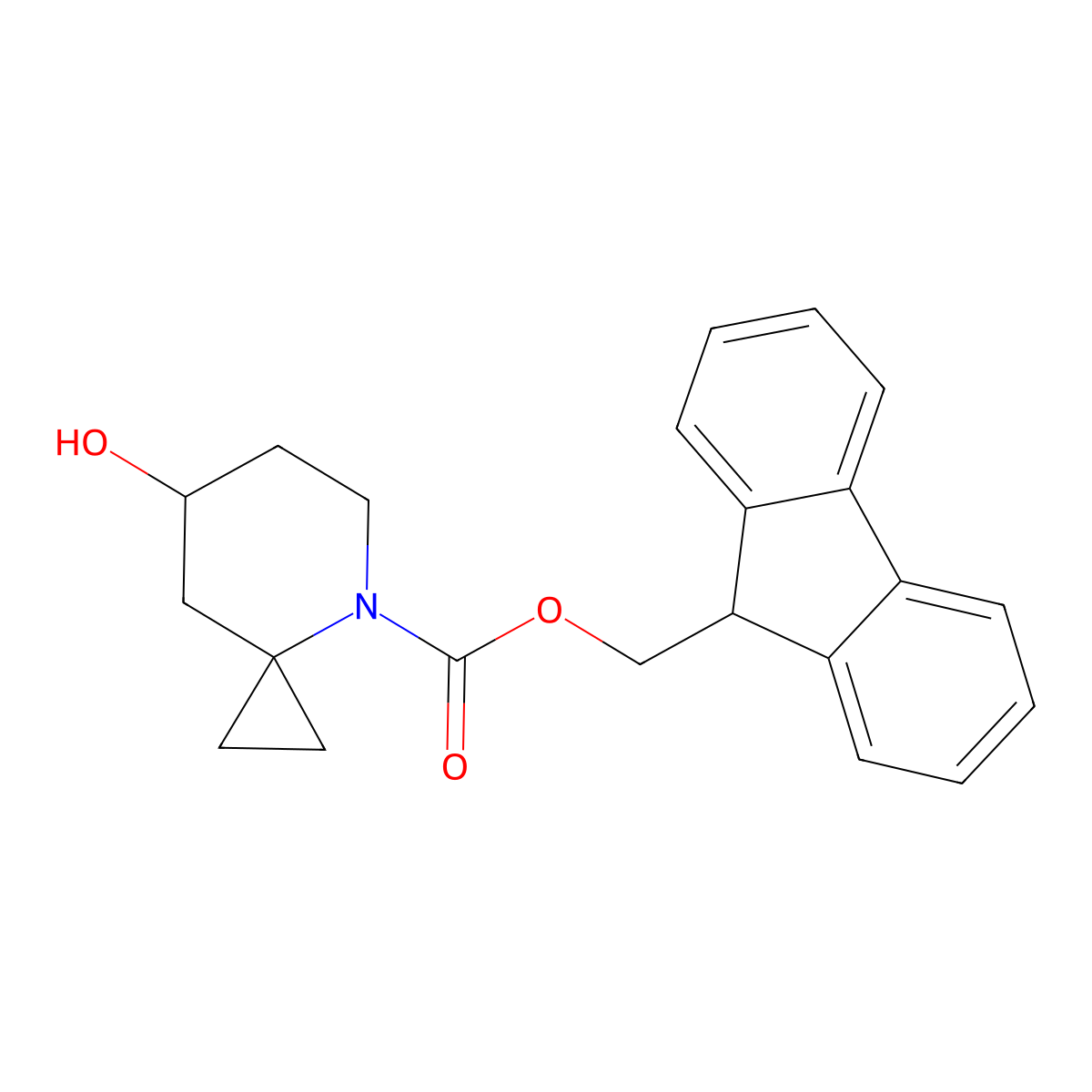 (9H-fluoren-9-yl)methyl 7-hydroxy-4-azaspiro[2.5]octane-4-carboxylate molecular structure, CAS 2764005-99-2