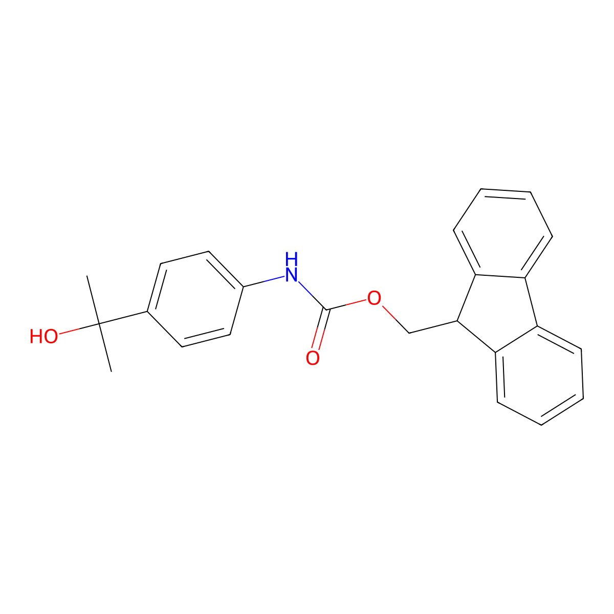 (9H-fluoren-9-yl)methyl N-[4-(2-hydroxypropan-2-yl)phenyl]carbamate molecular structure, CAS 2764006-03-1