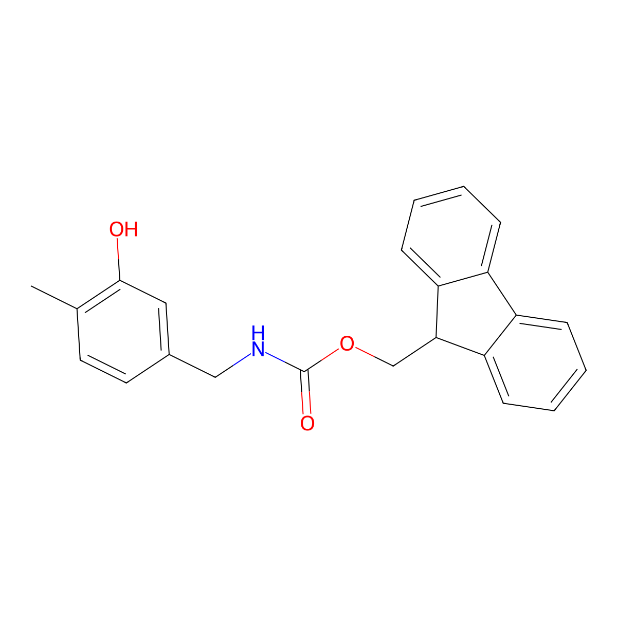 (9H-fluoren-9-yl)methyl N-[(3-hydroxy-4-methylphenyl)methyl]carbamate molecular structure, CAS 2764006-07-5