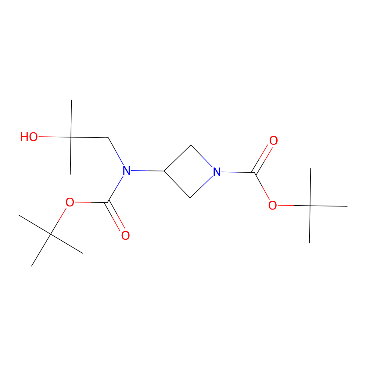 Tert-butyl 3-{[(tert-butoxy)carbonyl](2-hydroxy-2-methylpropyl)amino}azetidine-1-carboxylate molecular structure, CAS 2764006-08-6