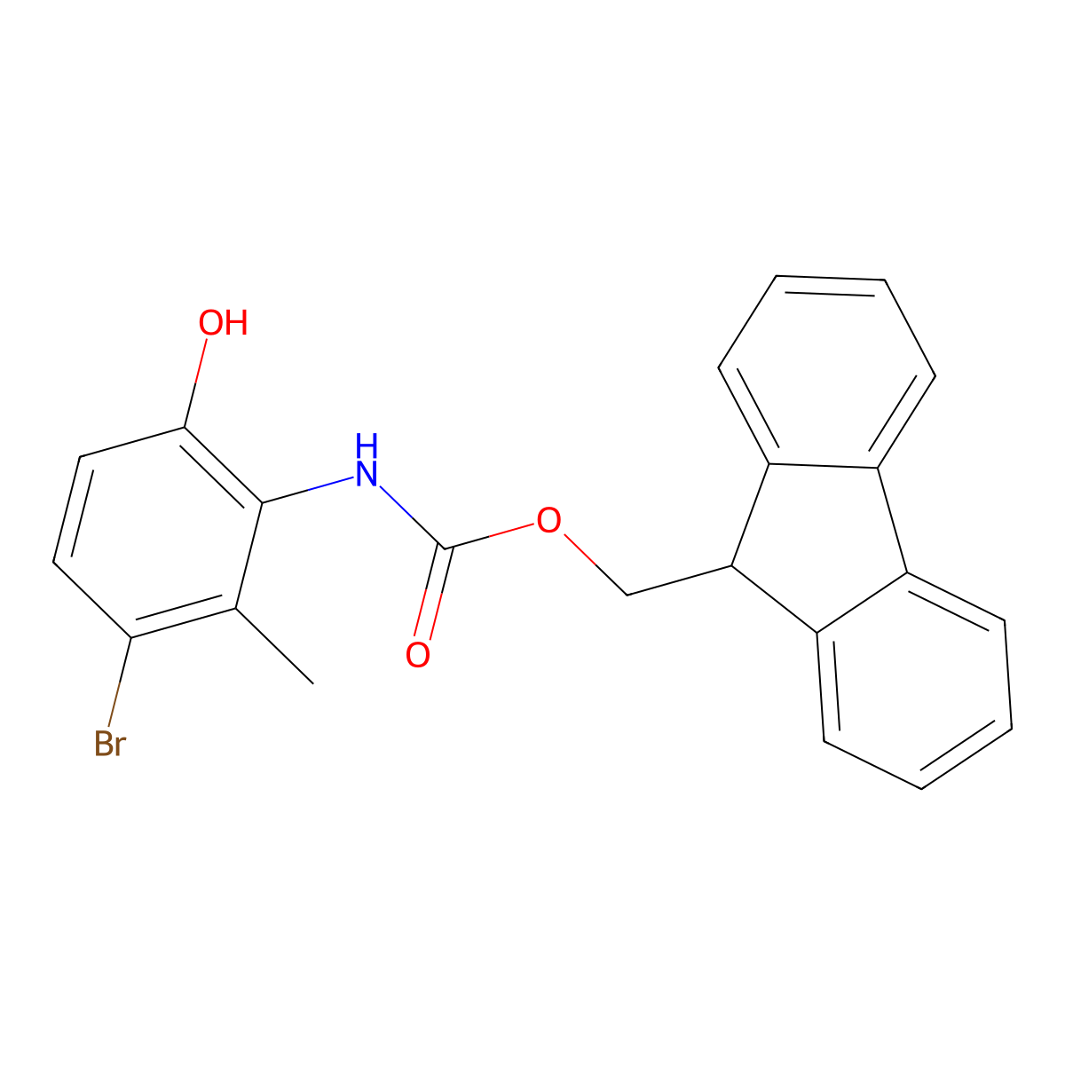 (9H-fluoren-9-yl)methyl N-(3-bromo-6-hydroxy-2-methylphenyl)carbamate molecular structure, CAS 2764006-09-7