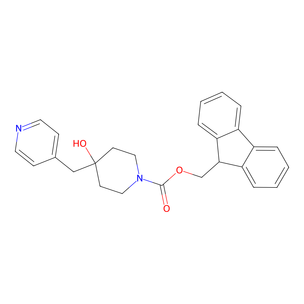 (9H-fluoren-9-yl)methyl 4-hydroxy-4-[(pyridin-4-yl)methyl]piperidine-1-carboxylate molecular structure, CAS 2764006-13-3