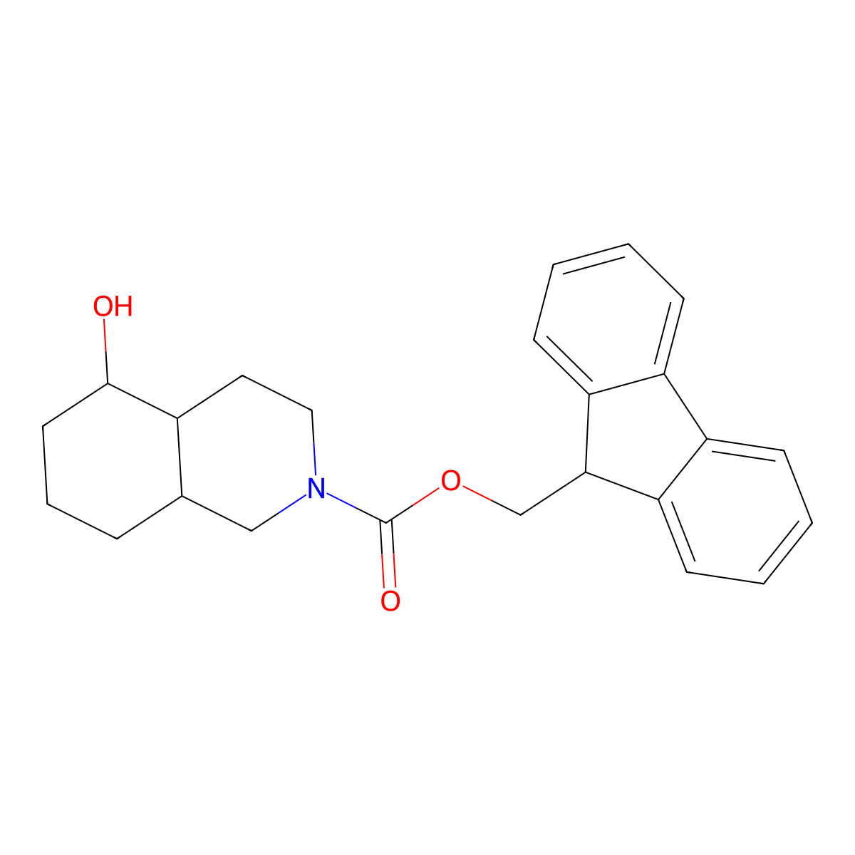 (9H-fluoren-9-yl)methyl 5-hydroxy-decahydroisoquinoline-2-carboxylate molecular structure, CAS 2764006-17-7
