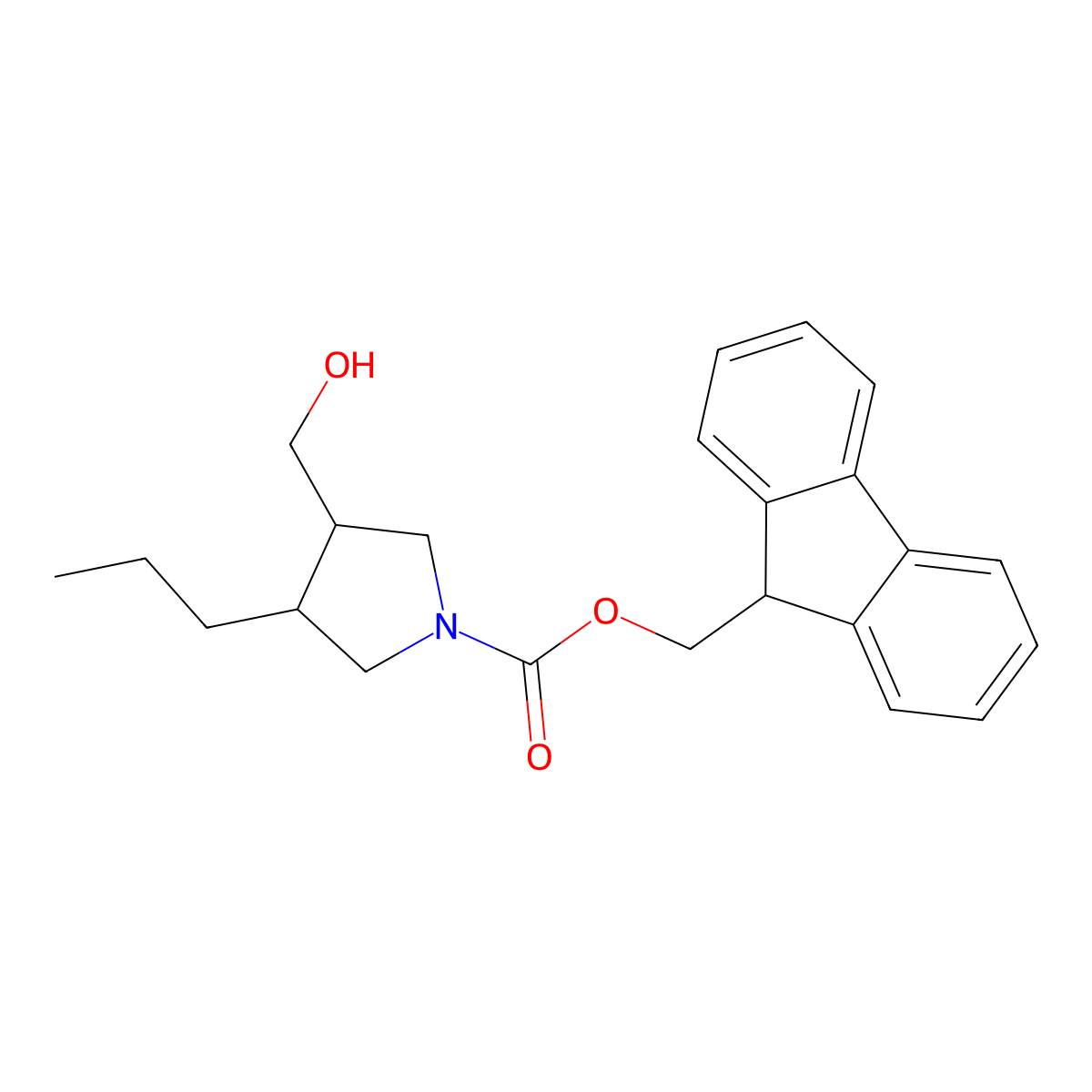 rac-(9H-fluoren-9-yl)methyl (3R,4R)-3-(hydroxymethyl)-4-propylpyrrolidine-1-carboxylate molecular structure, CAS 2764006-19-9