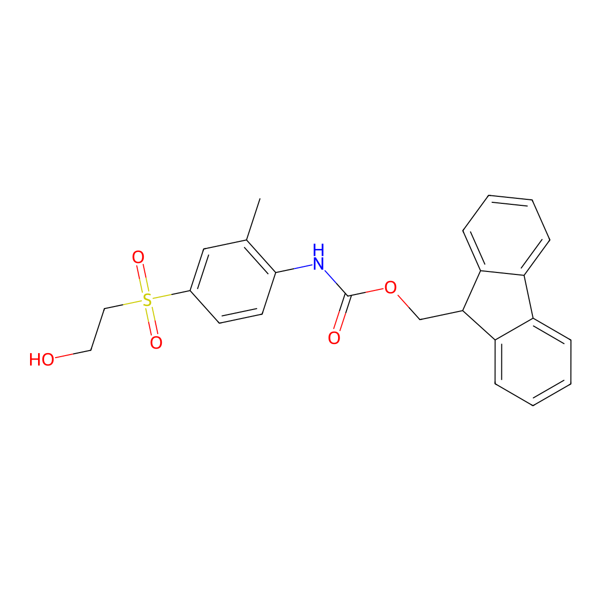 (9H-fluoren-9-yl)methyl N-[4-(2-hydroxyethanesulfonyl)-2-methylphenyl]carbamate molecular structure, CAS 2764006-24-6