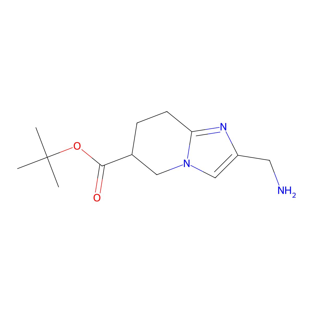tert-butyl 2-(aminomethyl)-5H,6H,7H,8H-imidazo[1,2-a]pyridine-6-carboxylate molecular structure, CAS 2764006-25-7