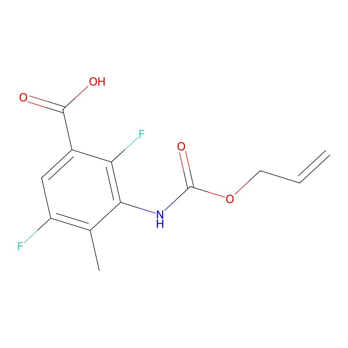 2,5-Difluoro-4-methyl-3-{[(prop-2-en-1-yloxy)carbonyl]amino}benzoic acid molecular structure, CAS 2764006-27-9