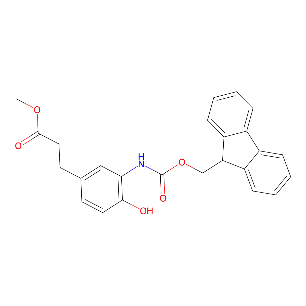 methyl 3-[3-({[(9H-fluoren-9-yl)methoxy]carbonyl}amino)-4-hydroxyphenyl]propanoate molecular structure, CAS 2764006-36-0