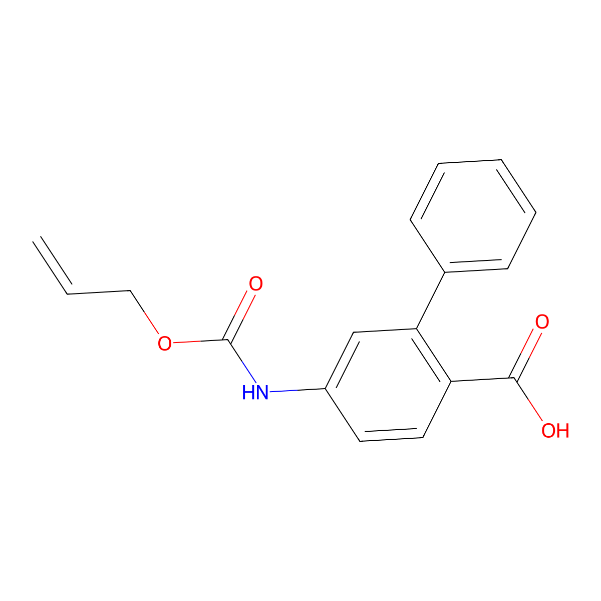 5-{[(Prop-2-en-1-yloxy)carbonyl]amino}-[1,1'-biphenyl]-2-carboxylic acid molecular structure, CAS 2764006-47-3