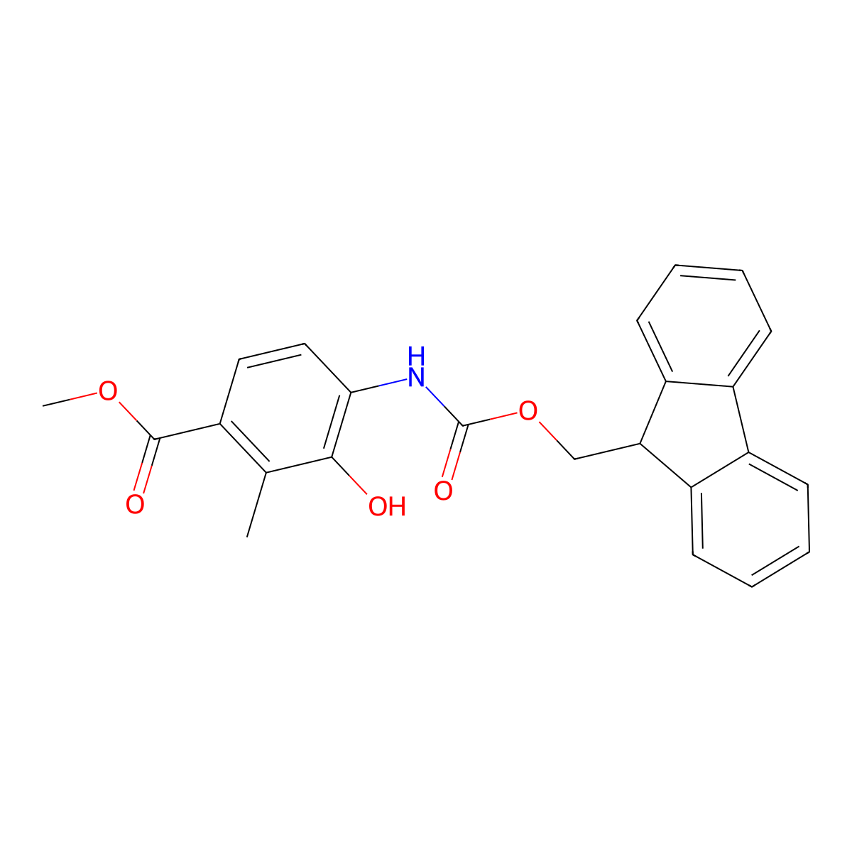 methyl 4-({[(9H-fluoren-9-yl)methoxy]carbonyl}amino)-3-hydroxy-2-methylbenzoate molecular structure, CAS 2764006-49-5