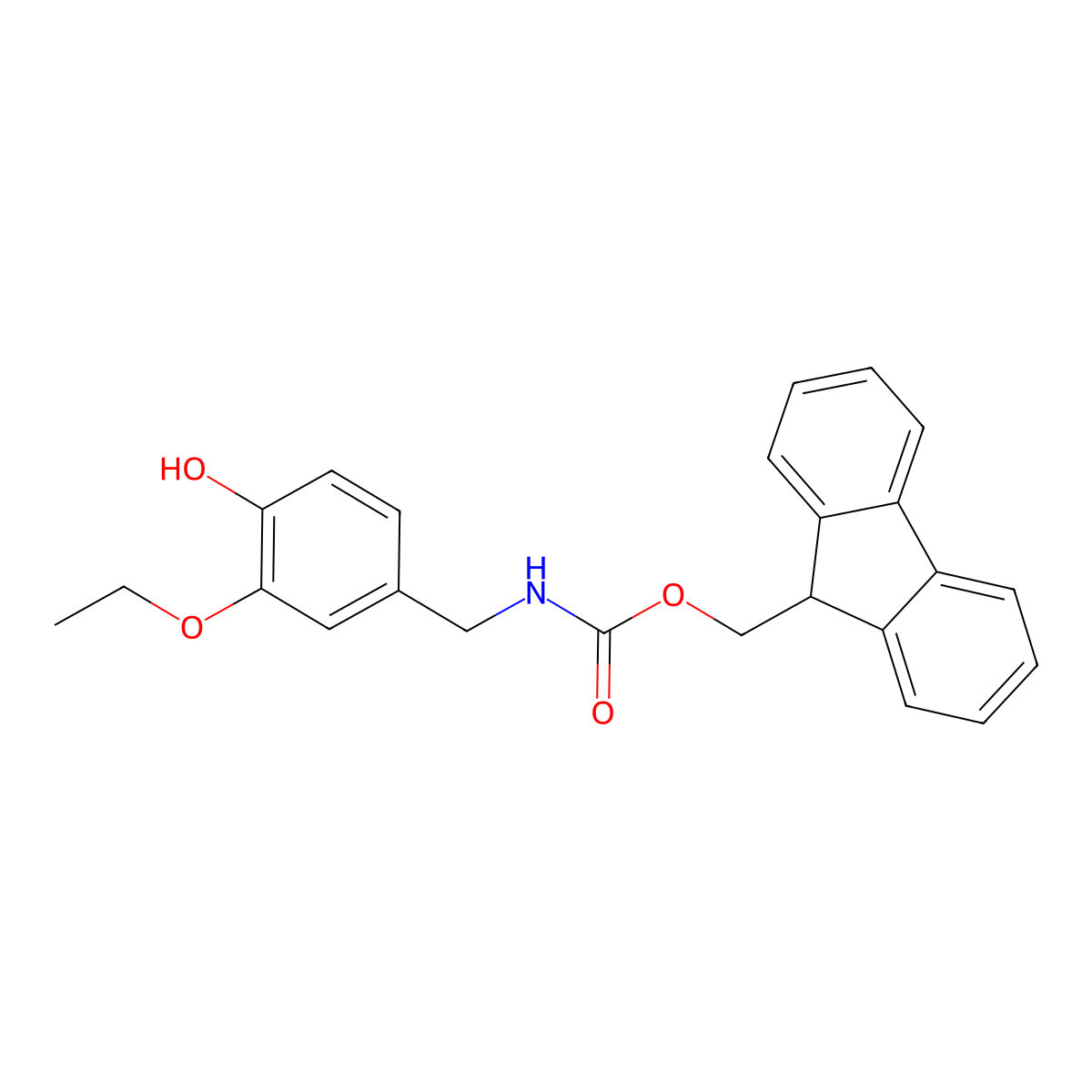 (9H-fluoren-9-yl)methyl N-[(3-ethoxy-4-hydroxyphenyl)methyl]carbamate molecular structure, CAS 2764006-53-1