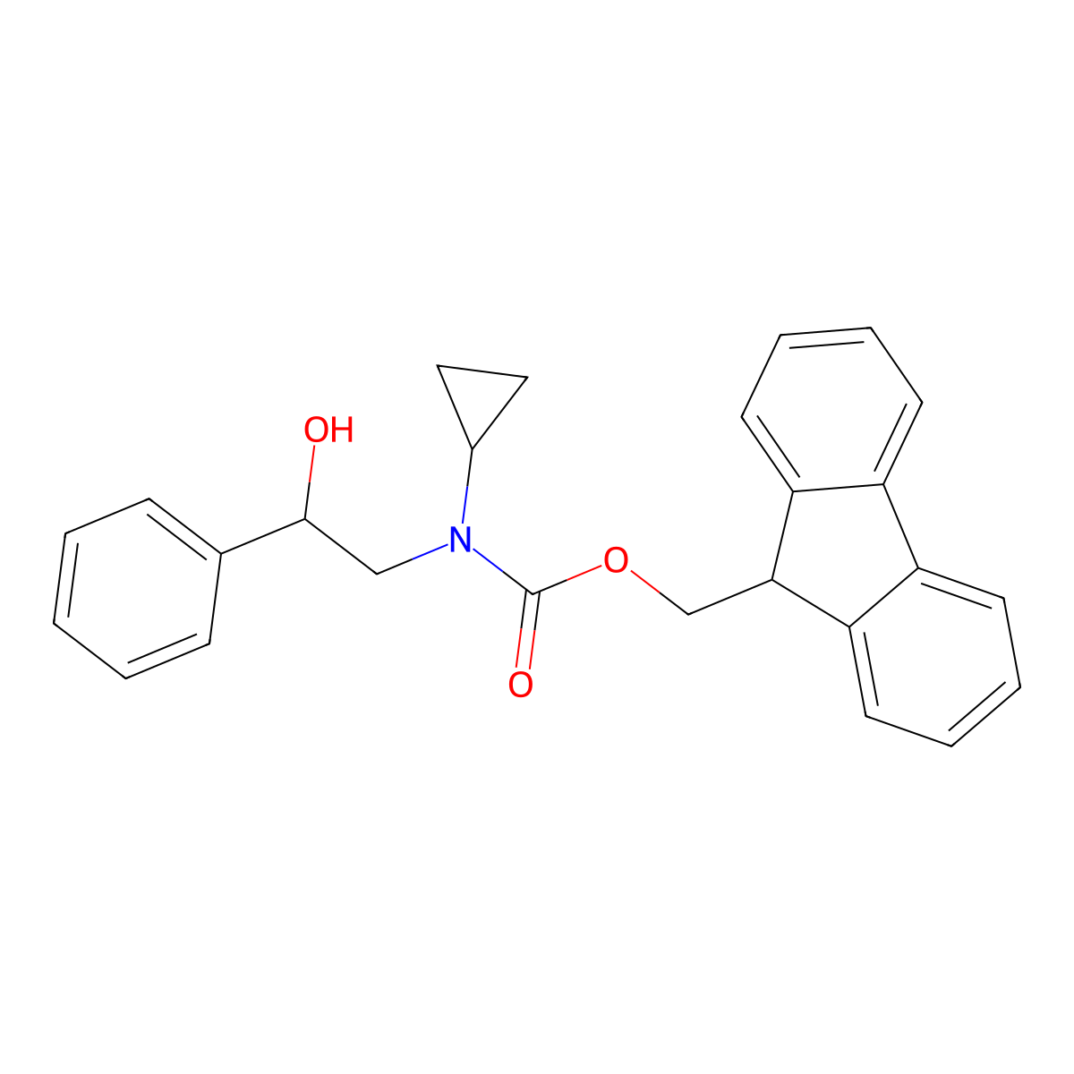 (9H-fluoren-9-yl)methyl N-cyclopropyl-N-(2-hydroxy-2-phenylethyl)carbamate molecular structure, CAS 2764006-56-4