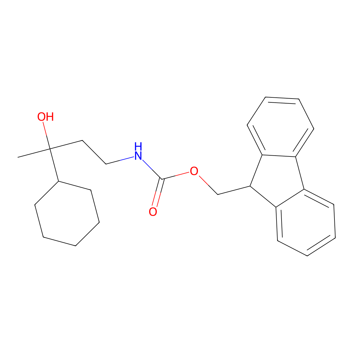 (9H-fluoren-9-yl)methyl N-(3-cyclohexyl-3-hydroxybutyl)carbamate molecular structure, CAS 2764006-59-7