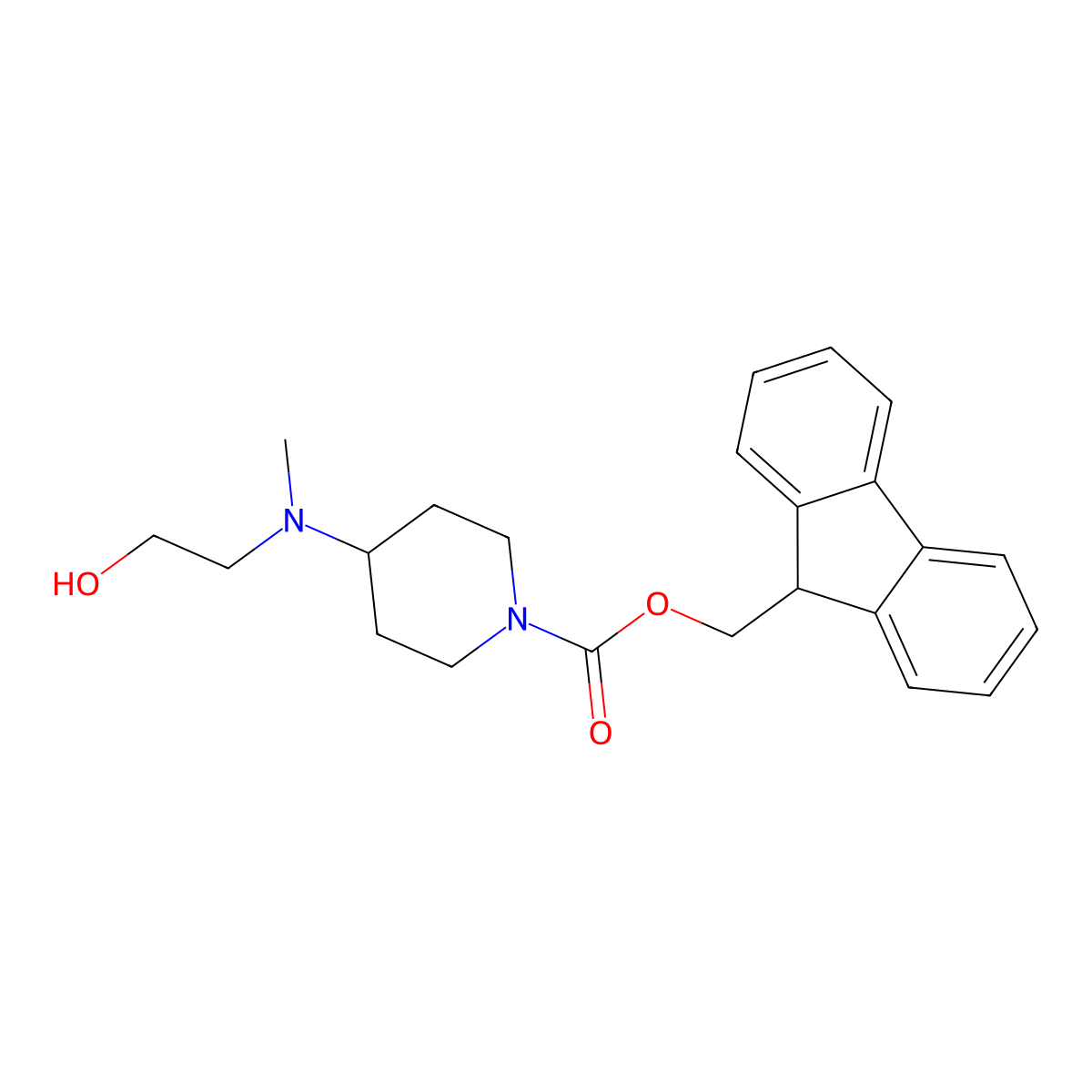 (9H-fluoren-9-yl)methyl 4-[(2-hydroxyethyl)(methyl)amino]piperidine-1-carboxylate molecular structure, CAS 2764006-63-3
