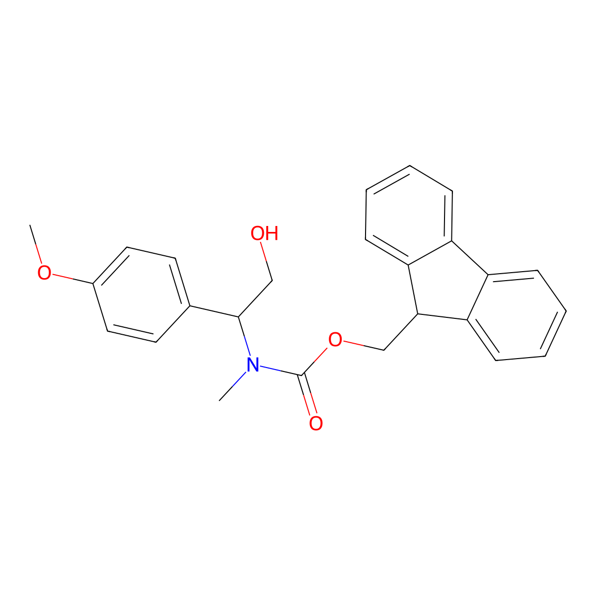 (9H-fluoren-9-yl)methyl N-[2-hydroxy-1-(4-methoxyphenyl)ethyl]-N-methylcarbamate molecular structure, CAS 2764006-68-8