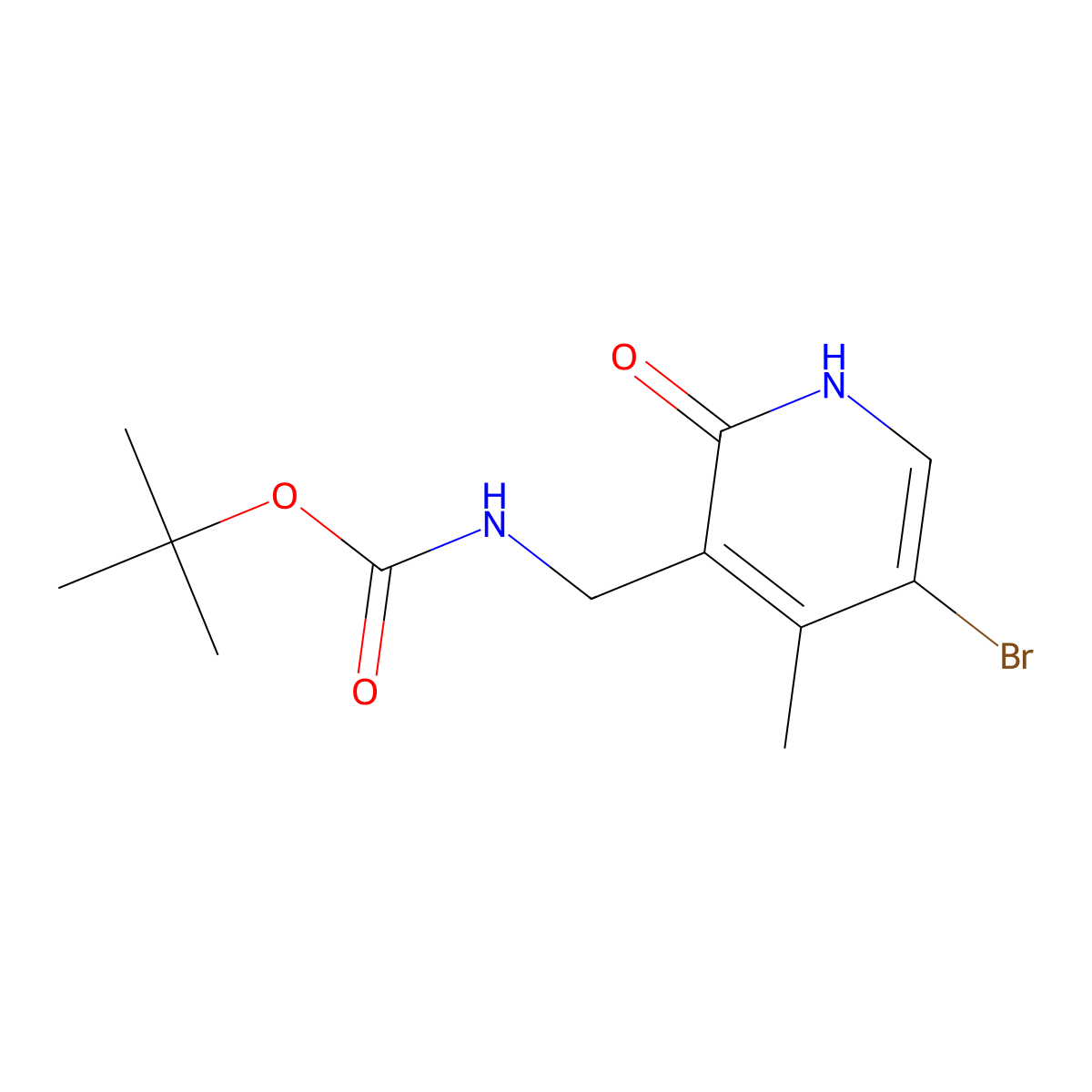 tert-butyl N-[(5-bromo-2-hydroxy-4-methylpyridin-3-yl)methyl]carbamate molecular structure, CAS 2764006-72-4