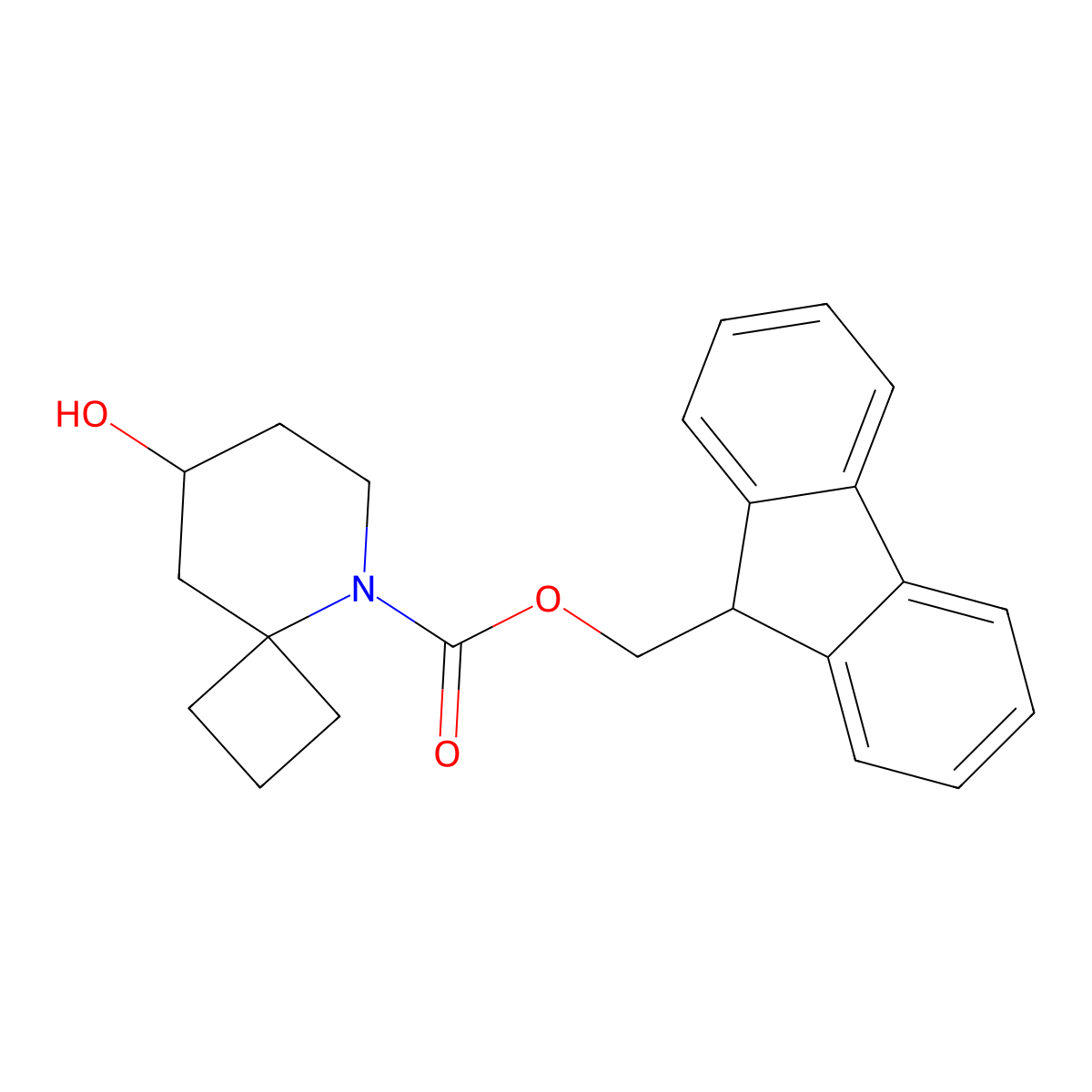 (9H-fluoren-9-yl)methyl 8-hydroxy-5-azaspiro[3.5]nonane-5-carboxylate molecular structure, CAS 2764006-73-5