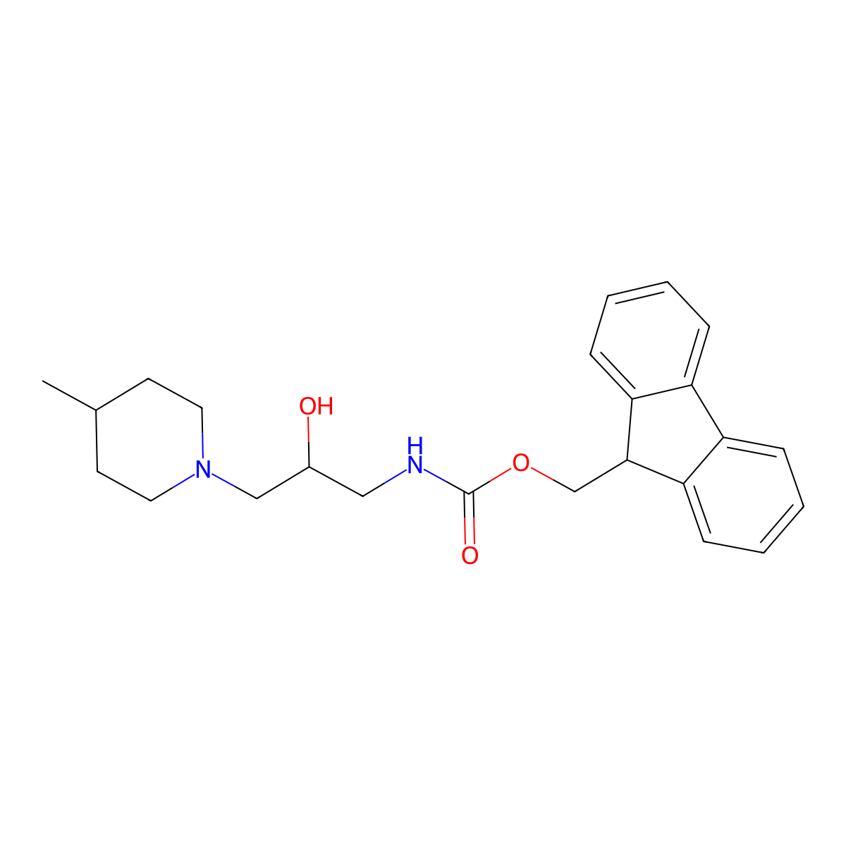 (9H-fluoren-9-yl)methyl N-[2-hydroxy-3-(4-methylpiperidin-1-yl)propyl]carbamate molecular structure, CAS 2764006-74-6