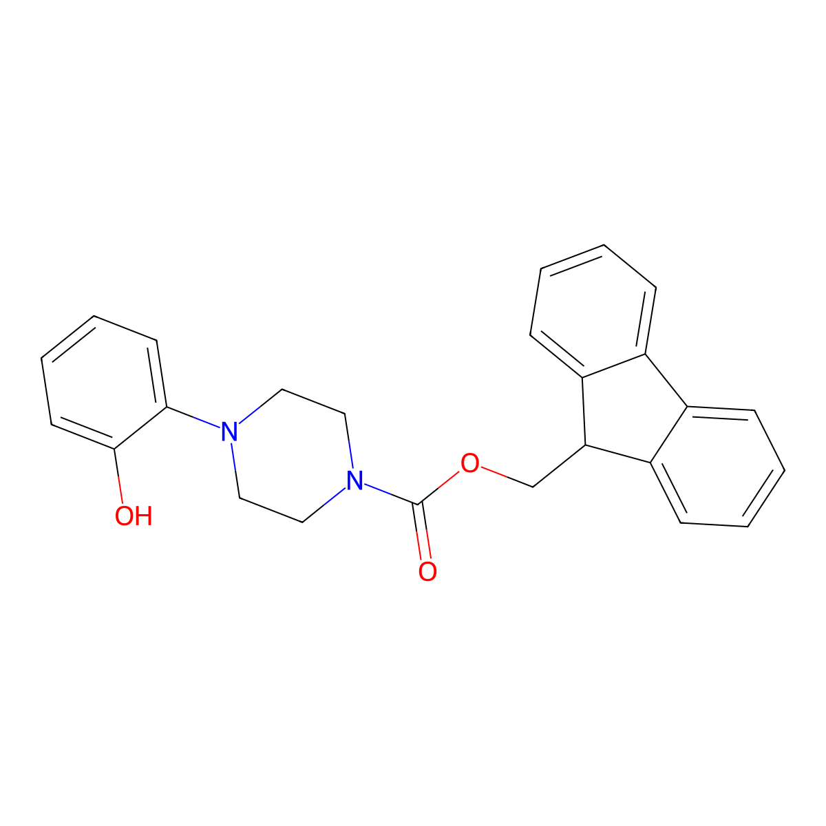 (9H-fluoren-9-yl)methyl 4-(2-hydroxyphenyl)piperazine-1-carboxylate molecular structure, CAS 2764006-79-1