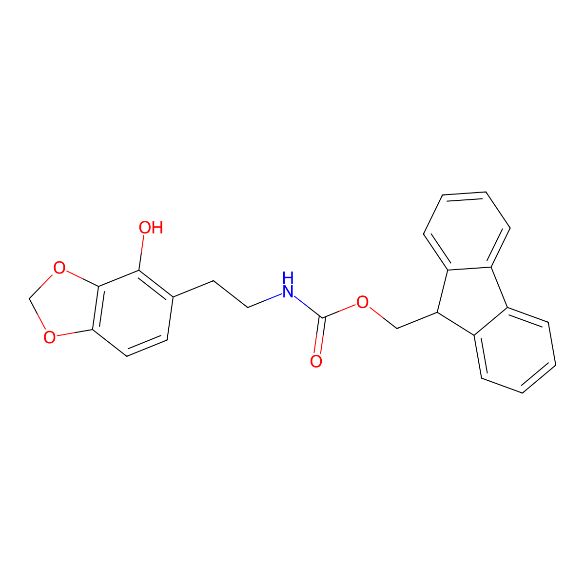 (9H-fluoren-9-yl)methyl N-[2-(4-hydroxy-1,3-dioxaindan-5-yl)ethyl]carbamate molecular structure, CAS 2764006-91-7