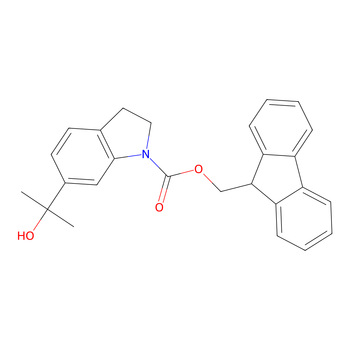 (9H-fluoren-9-yl)methyl 6-(2-hydroxypropan-2-yl)-2,3-dihydro-1H-indole-1-carboxylate molecular structure, CAS 2764006-96-2