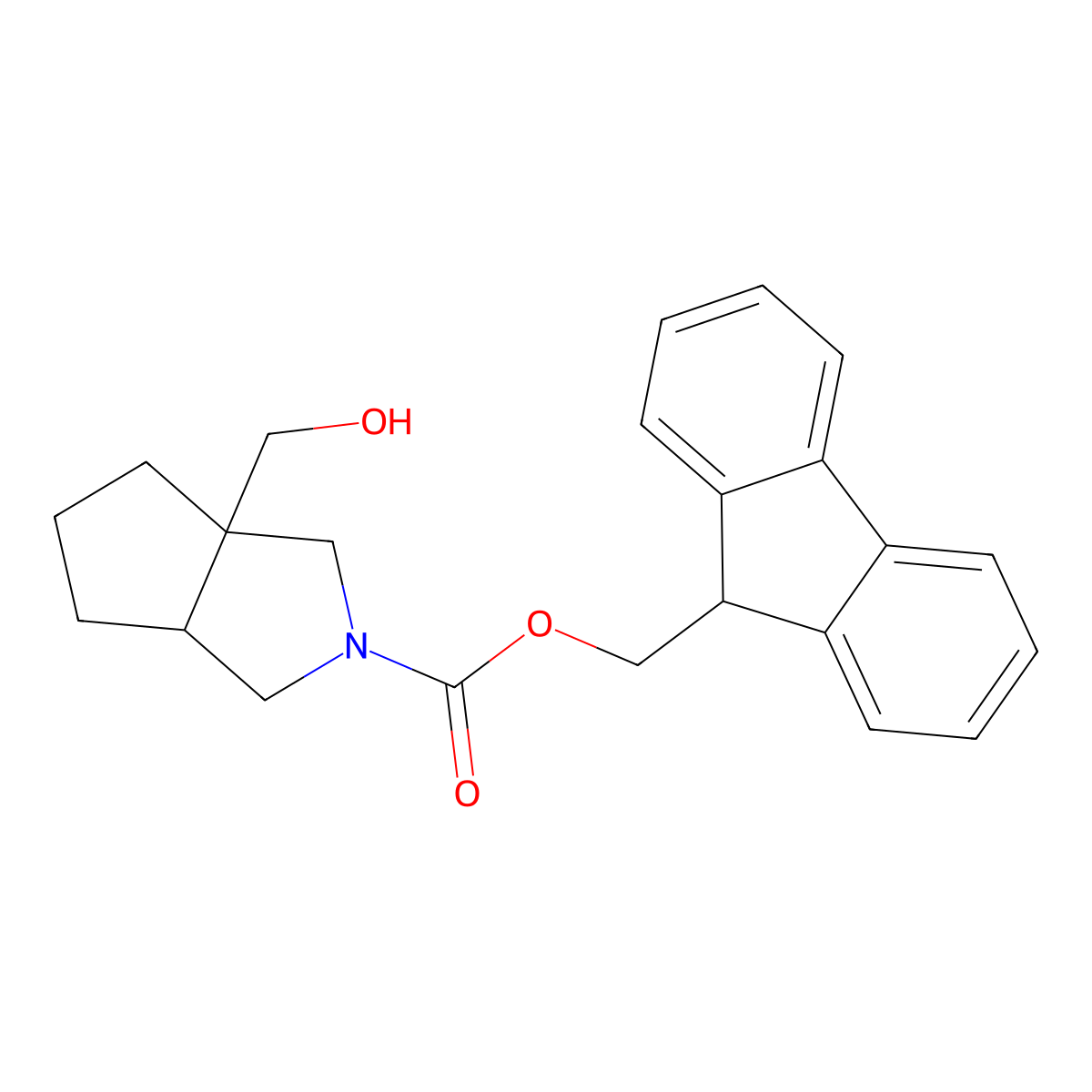 rac-(9H-fluoren-9-yl)methyl (3aR,6aR)-3a-(hydroxymethyl)-octahydrocyclopenta[c]pyrrole-2-carboxylate molecular structure, CAS 2764007-05-6