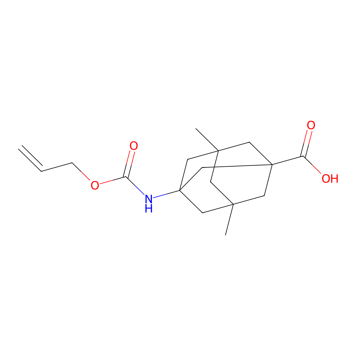 3,5-Dimethyl-7-{[(prop-2-en-1-yloxy)carbonyl]amino}adamantane-1-carboxylic acid molecular structure, CAS 2764007-06-7