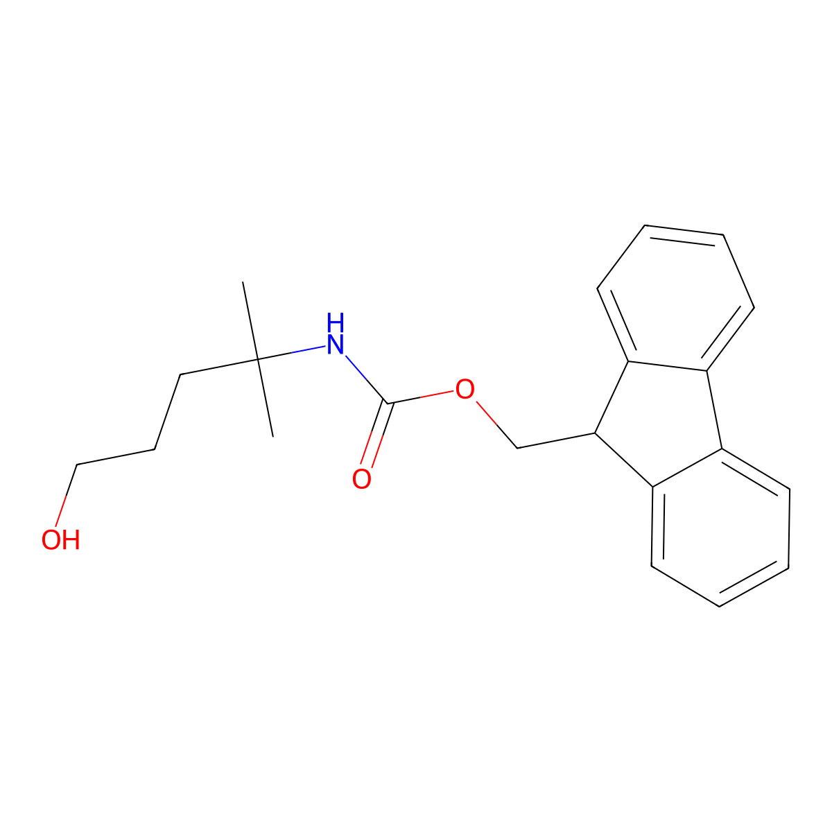 (9H-fluoren-9-yl)methyl N-(5-hydroxy-2-methylpentan-2-yl)carbamate molecular structure, CAS 2764007-09-0