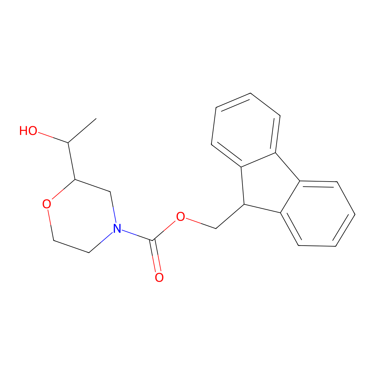 (9H-fluoren-9-yl)methyl 2-(1-hydroxyethyl)morpholine-4-carboxylate molecular structure, CAS 2764007-14-7