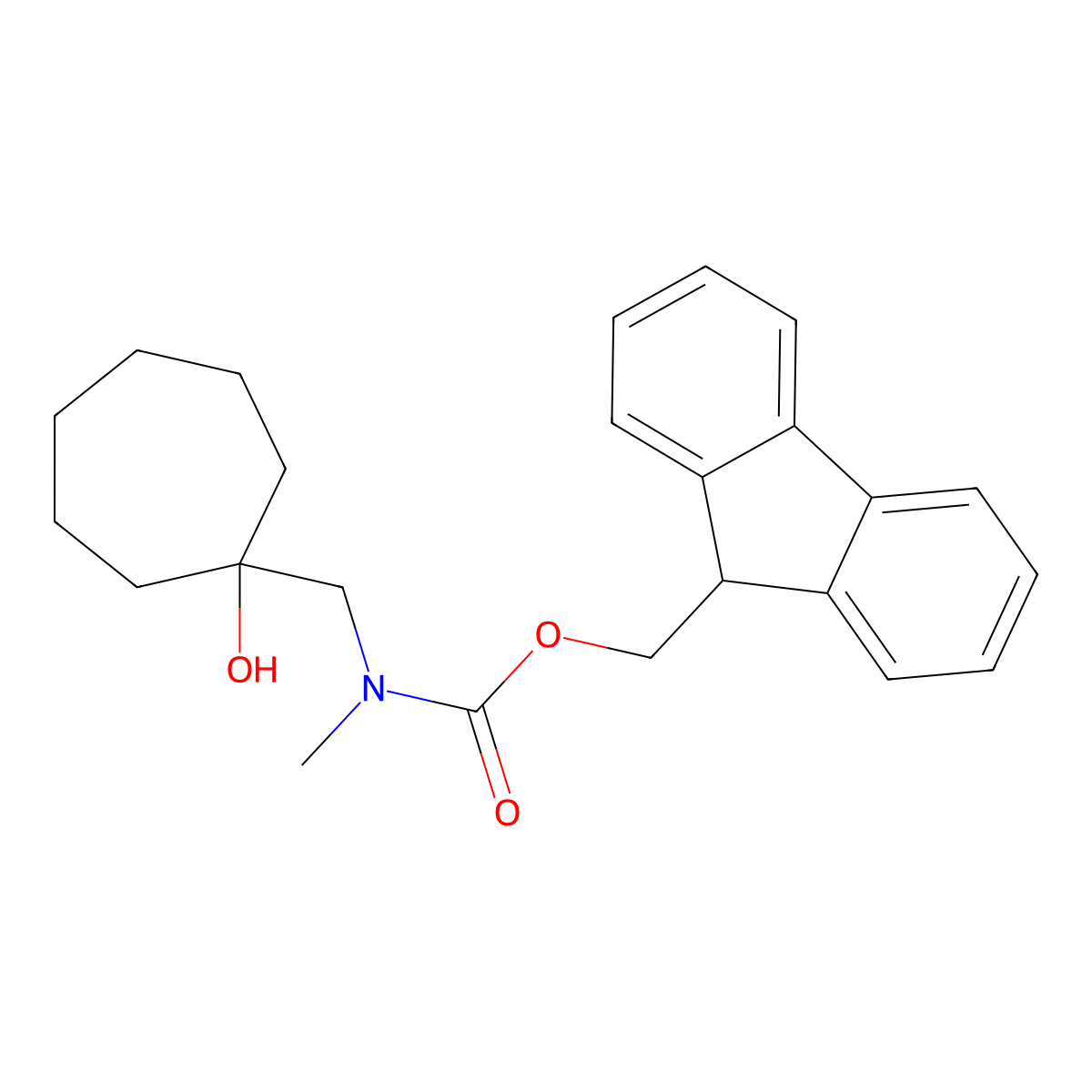 (9H-fluoren-9-yl)methyl N-[(1-hydroxycycloheptyl)methyl]-N-methylcarbamate molecular structure, CAS 2764007-20-5