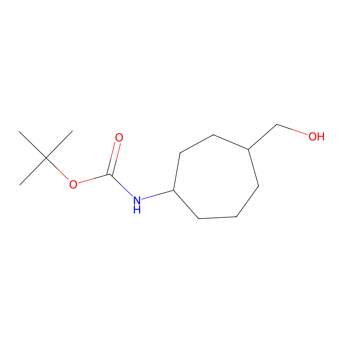 tert-butyl N-[4-(hydroxymethyl)cycloheptyl]carbamate molecular structure, CAS 2764007-22-7