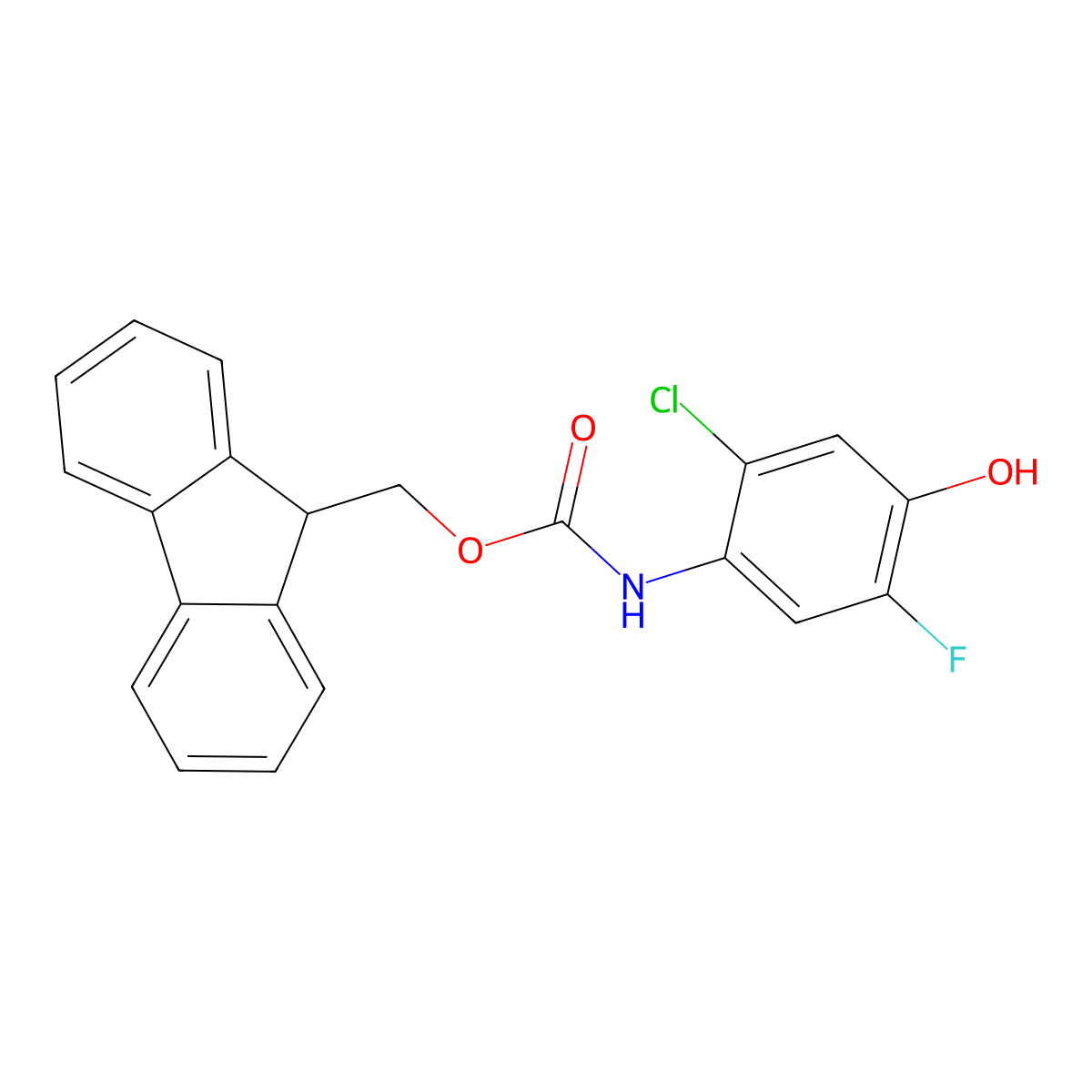 (9H-fluoren-9-yl)methyl N-(2-chloro-5-fluoro-4-hydroxyphenyl)carbamate molecular structure, CAS 2764007-23-8