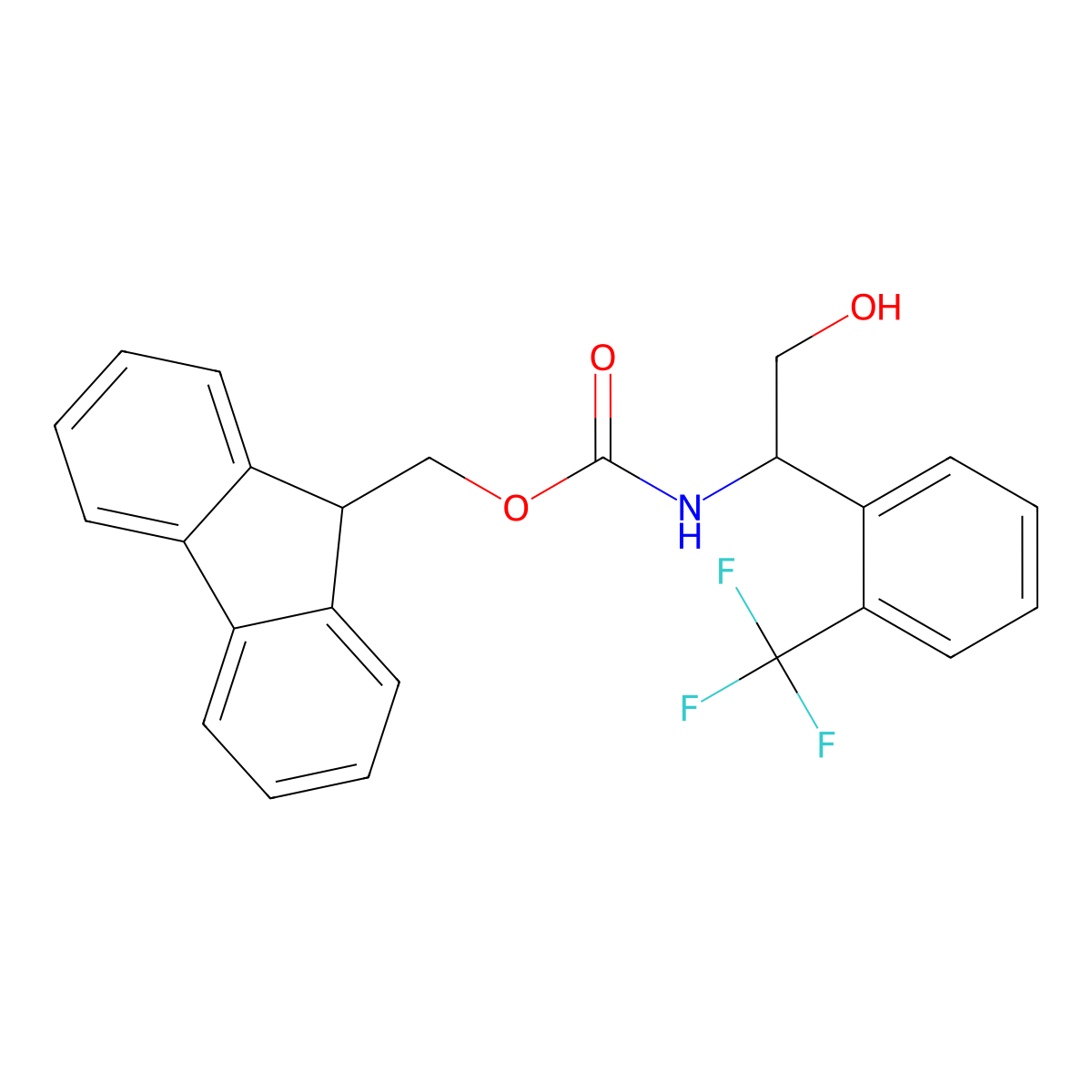 (9H-fluoren-9-yl)methyl N-{2-hydroxy-1-[2-(trifluoromethyl)phenyl]ethyl}carbamate molecular structure, CAS 2764007-24-9