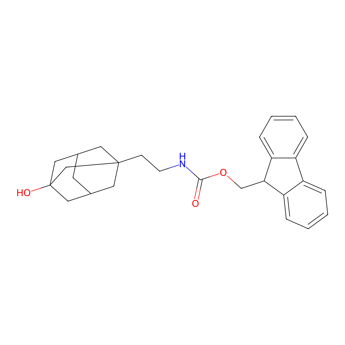 (9H-fluoren-9-yl)methyl N-[2-(3-hydroxyadamantan-1-yl)ethyl]carbamate molecular structure, CAS 2764007-26-1