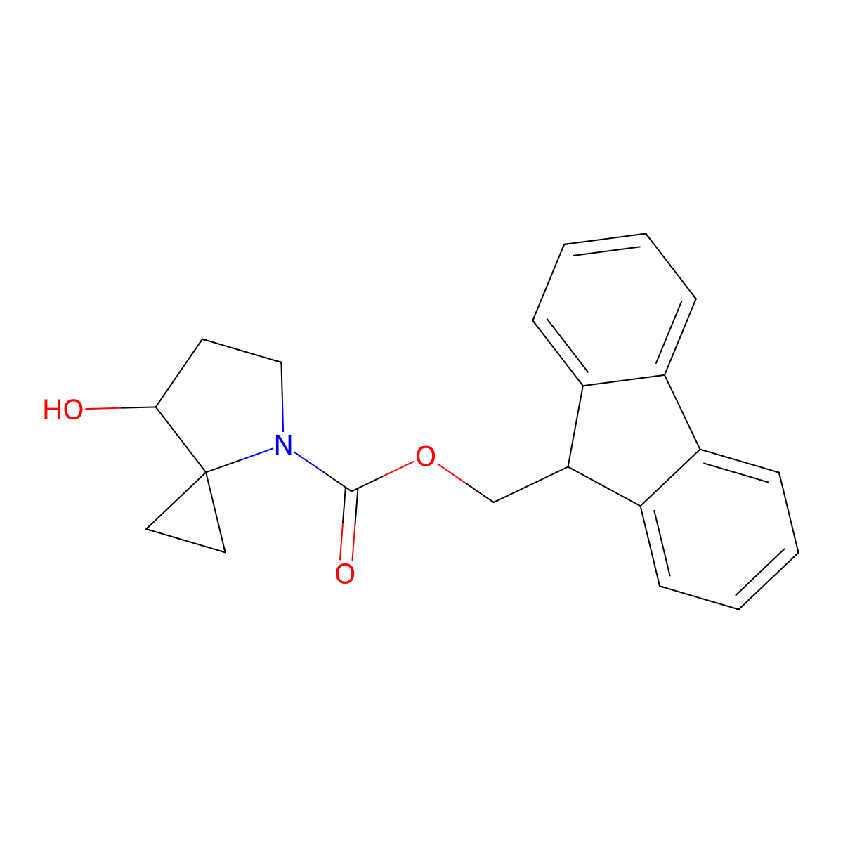 (9H-fluoren-9-yl)methyl 7-hydroxy-4-azaspiro[2.4]heptane-4-carboxylate molecular structure, CAS 2764007-27-2