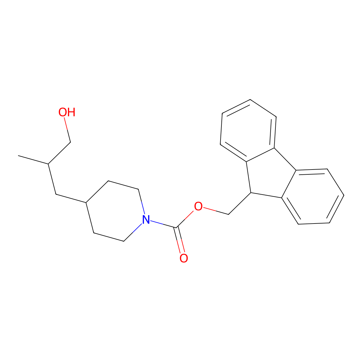 (9H-fluoren-9-yl)methyl 4-(3-hydroxy-2-methylpropyl)piperidine-1-carboxylate molecular structure, CAS 2764007-34-1