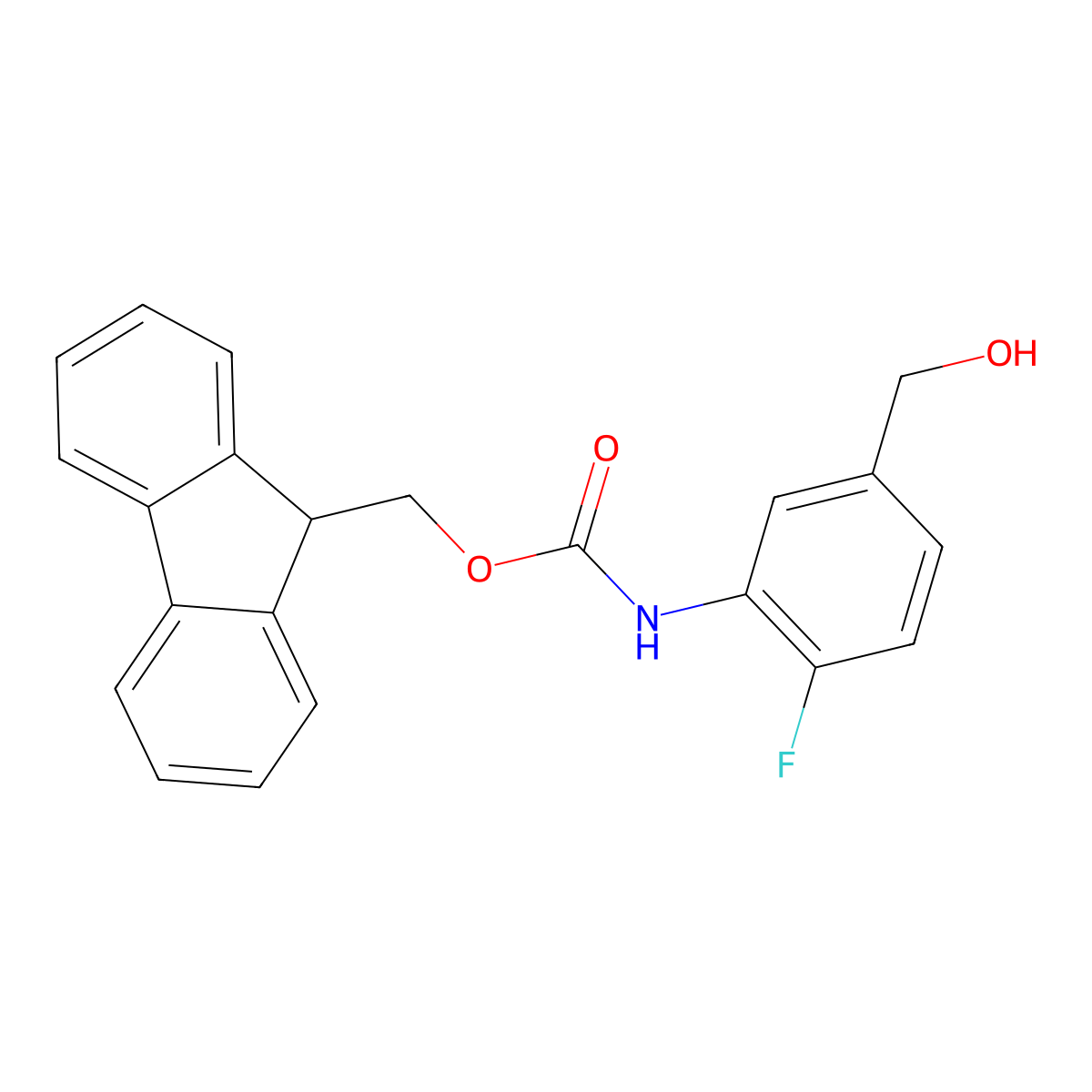 (9H-fluoren-9-yl)methyl N-[2-fluoro-5-(hydroxymethyl)phenyl]carbamate molecular structure, CAS 2764007-39-6