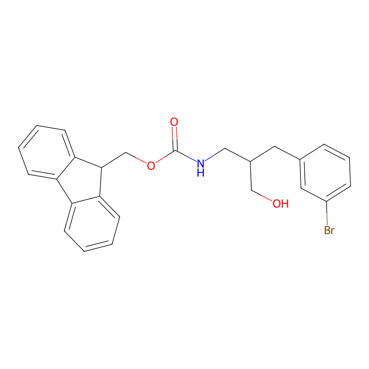 (9H-fluoren-9-yl)methyl N-{2-[(3-bromophenyl)methyl]-3-hydroxypropyl}carbamate molecular structure, CAS 2764007-41-0