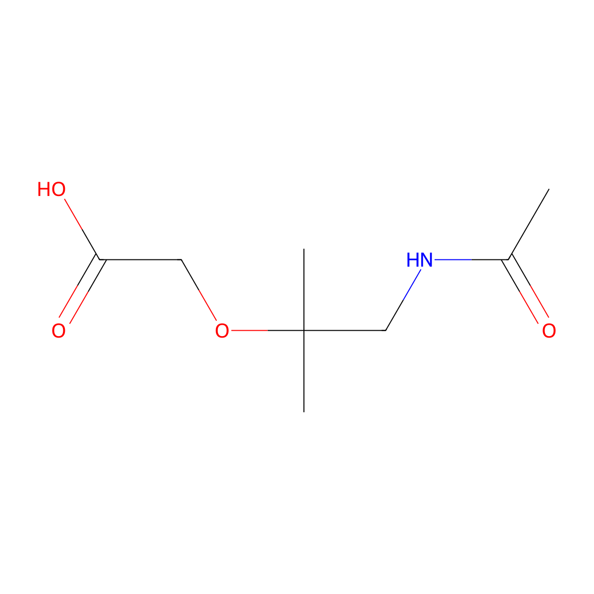 2-[(1-Acetamido-2-methylpropan-2-yl)oxy]acetic acid molecular structure, CAS 2764007-47-6