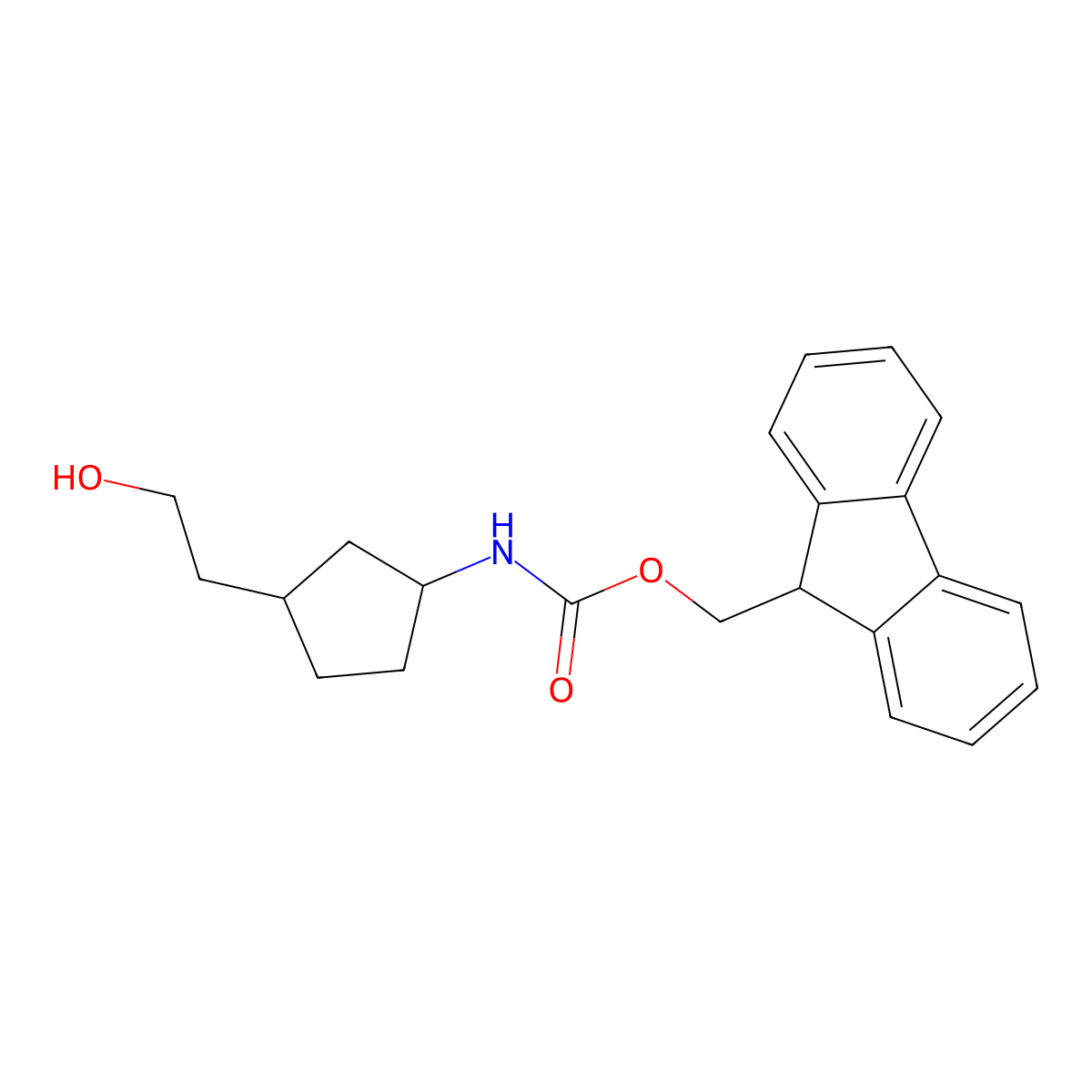 rac-(9H-fluoren-9-yl)methyl N-[(1R,3S)-3-(2-hydroxyethyl)cyclopentyl]carbamate molecular structure, CAS 2764007-51-2