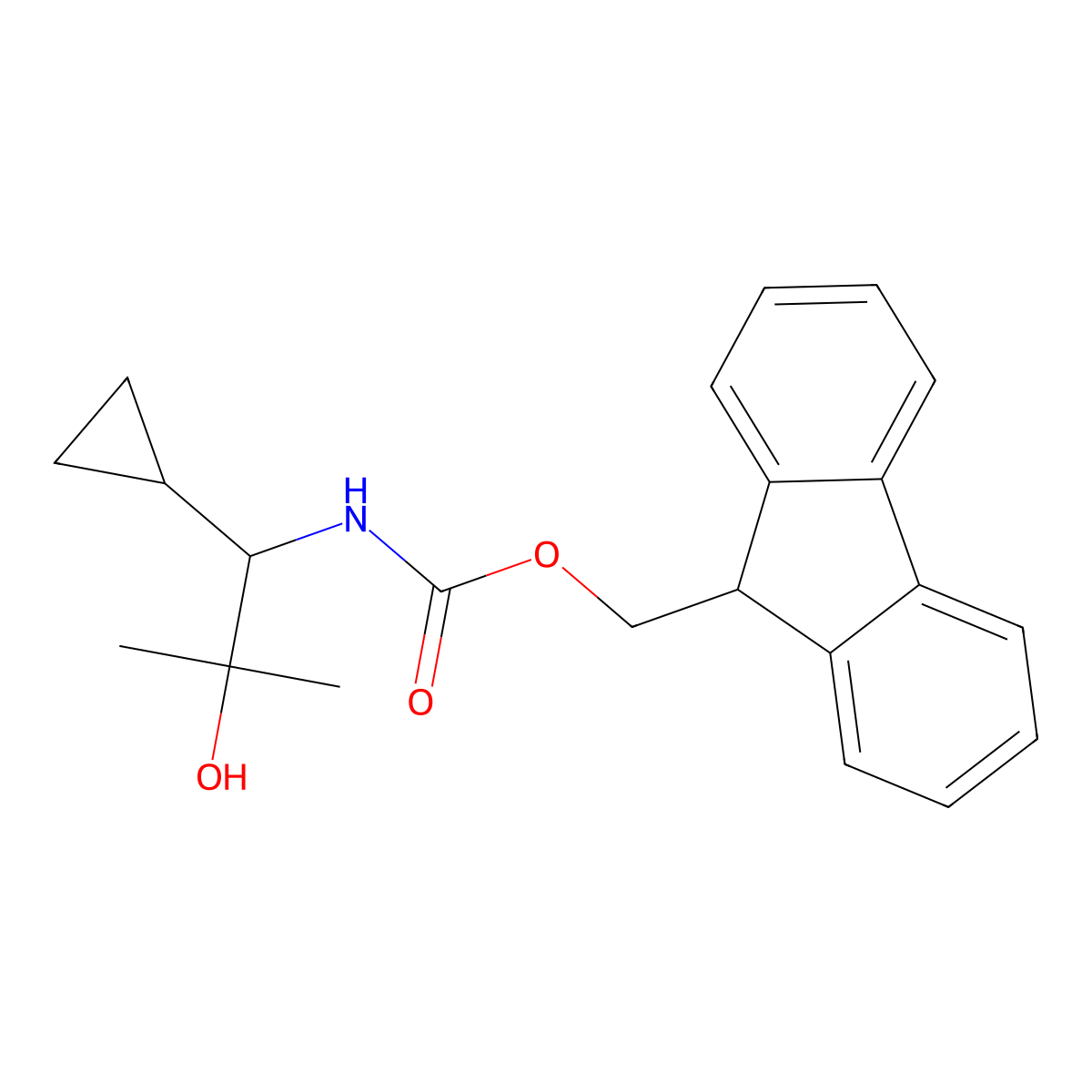 (9H-fluoren-9-yl)methyl N-(1-cyclopropyl-2-hydroxy-2-methylpropyl)carbamate molecular structure, CAS 2764007-52-3