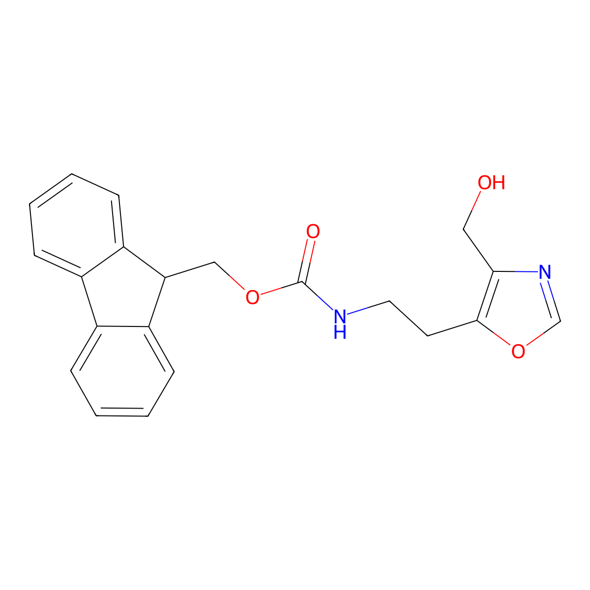 (9H-fluoren-9-yl)methyl N-{2-[4-(hydroxymethyl)-1,3-oxazol-5-yl]ethyl}carbamate molecular structure, CAS 2764007-53-4