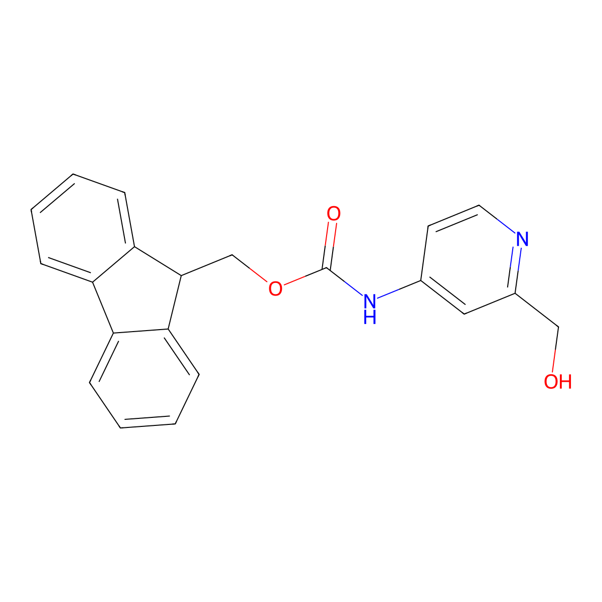 (9H-fluoren-9-yl)methyl N-[2-(hydroxymethyl)pyridin-4-yl]carbamate molecular structure, CAS 2764007-55-6