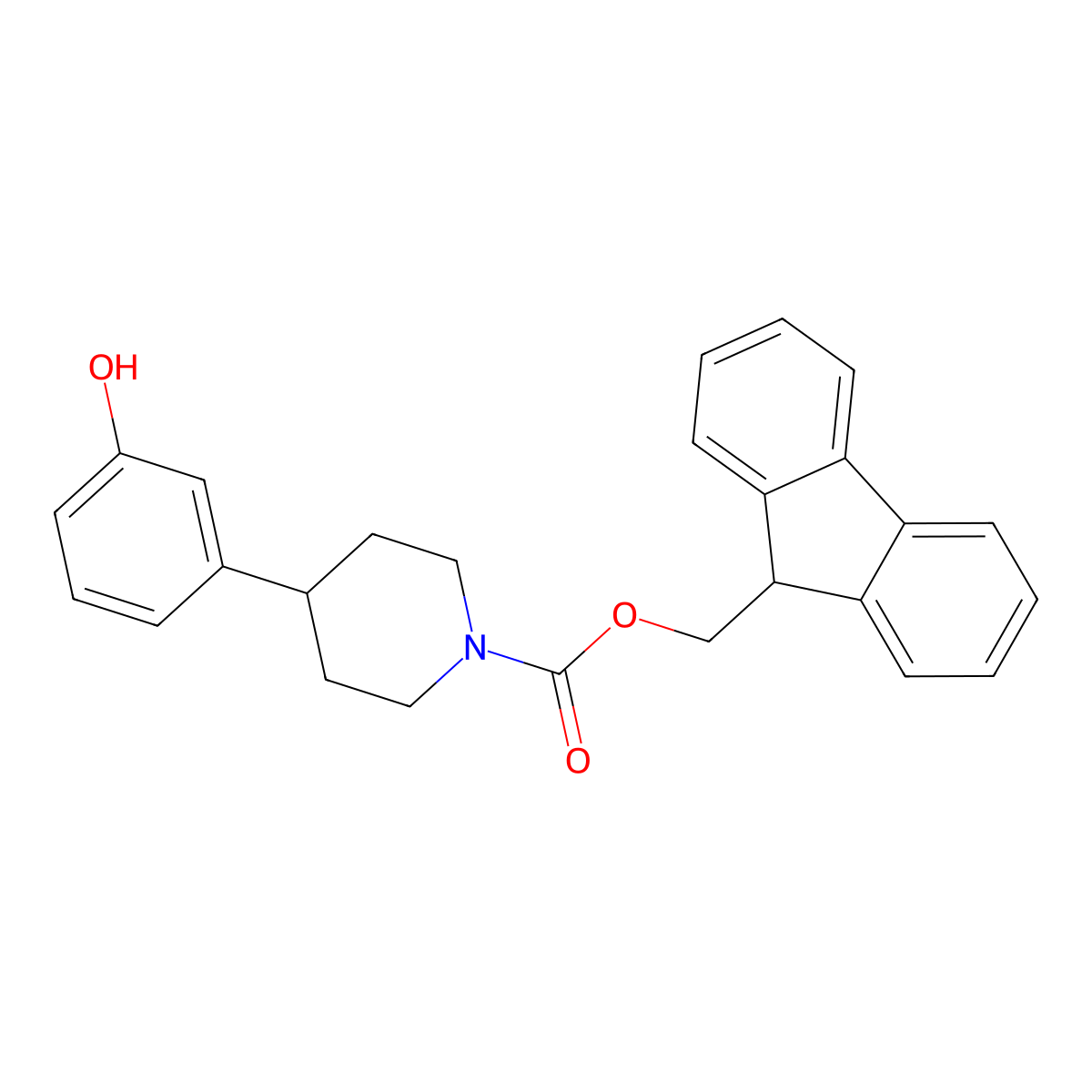 (9H-fluoren-9-yl)methyl 4-(3-hydroxyphenyl)piperidine-1-carboxylate molecular structure, CAS 2764007-56-7