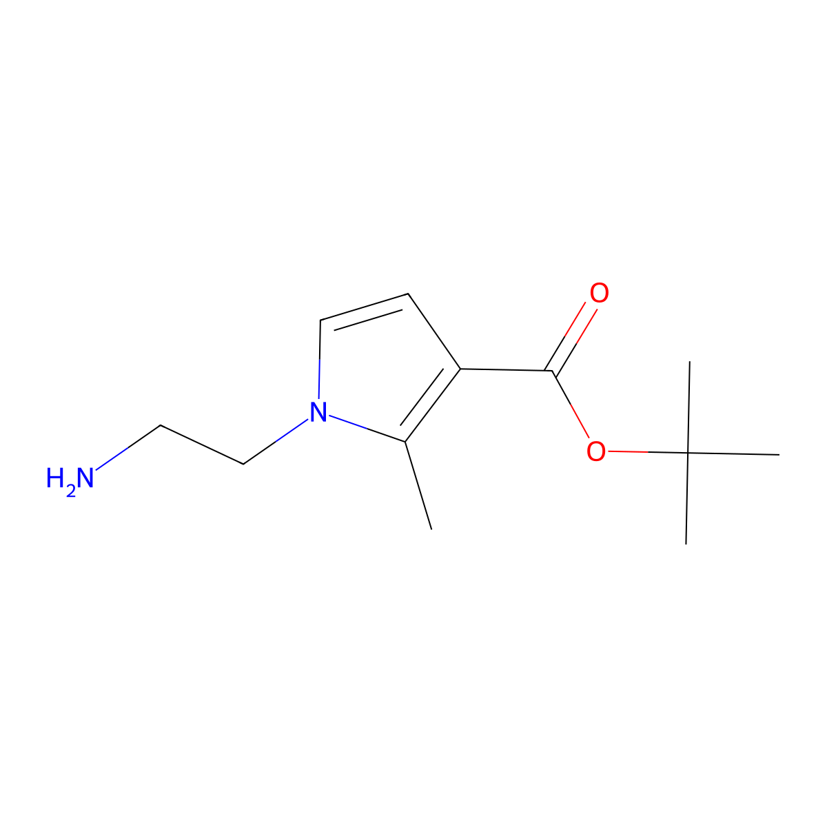 tert-butyl 1-(2-aminoethyl)-2-methyl-1H-pyrrole-3-carboxylate molecular structure, CAS 2764007-57-8