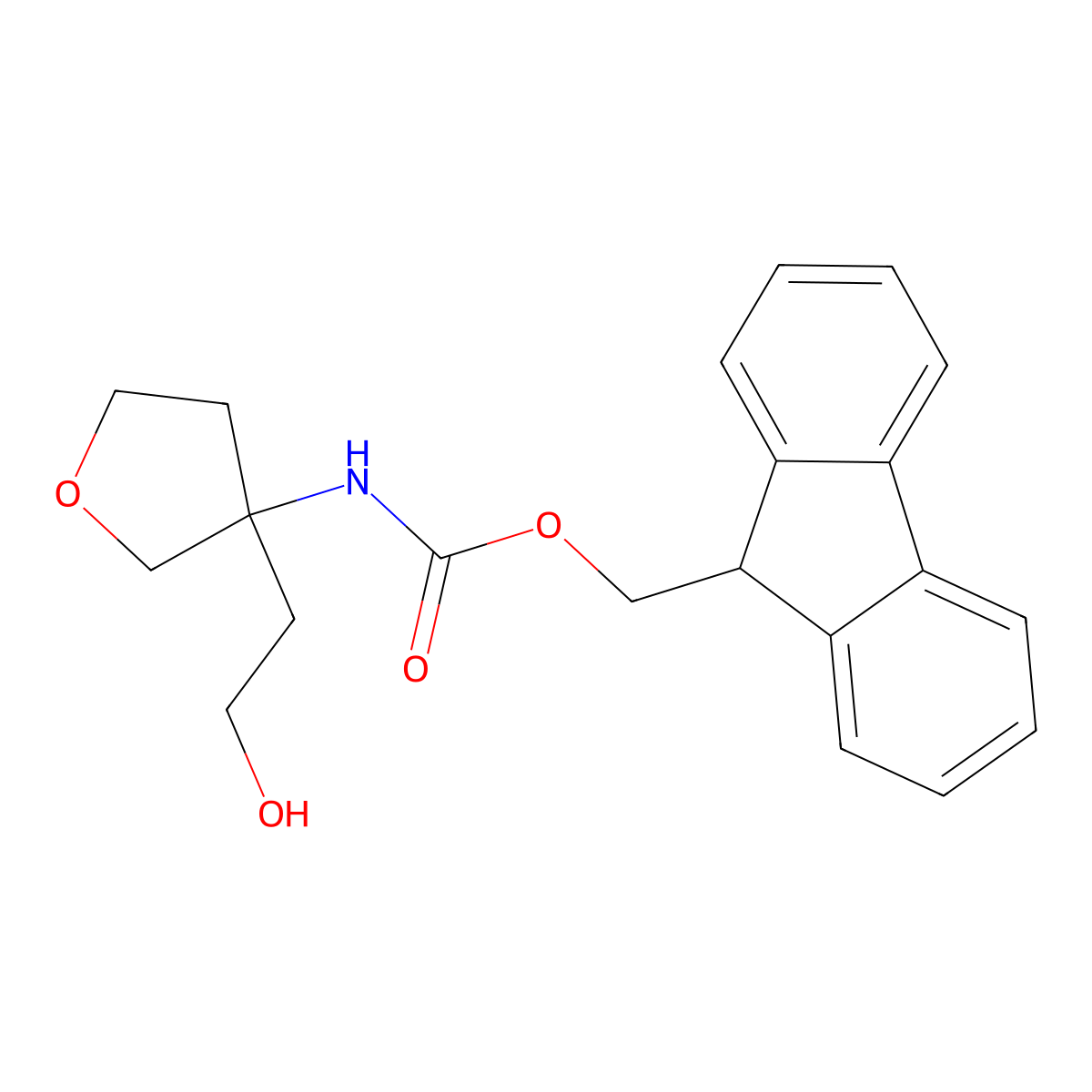 (9H-fluoren-9-yl)methyl N-[3-(2-hydroxyethyl)oxolan-3-yl]carbamate molecular structure, CAS 2764007-68-1