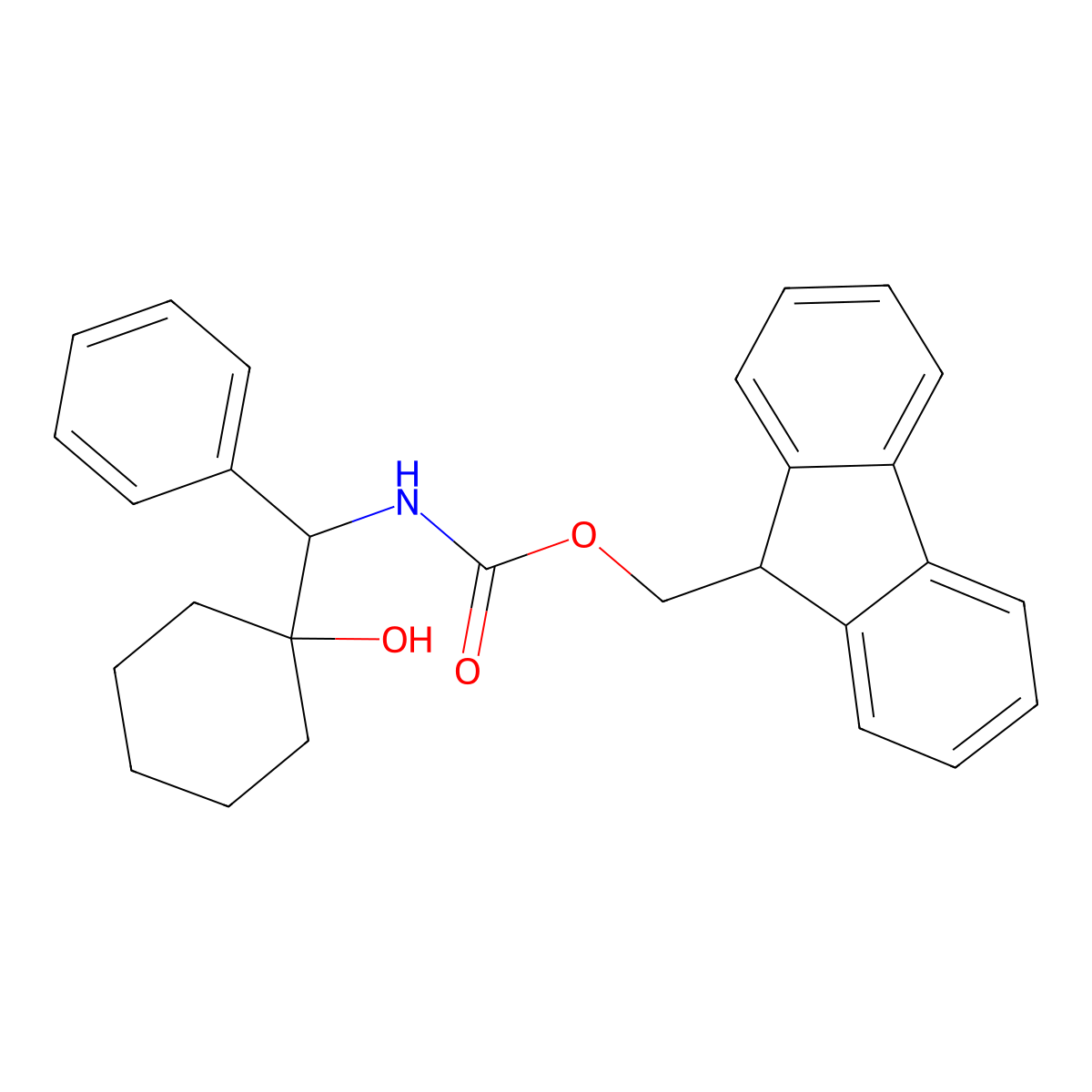 (9H-fluoren-9-yl)methyl N-[(1-hydroxycyclohexyl)(phenyl)methyl]carbamate molecular structure, CAS 2764007-74-9