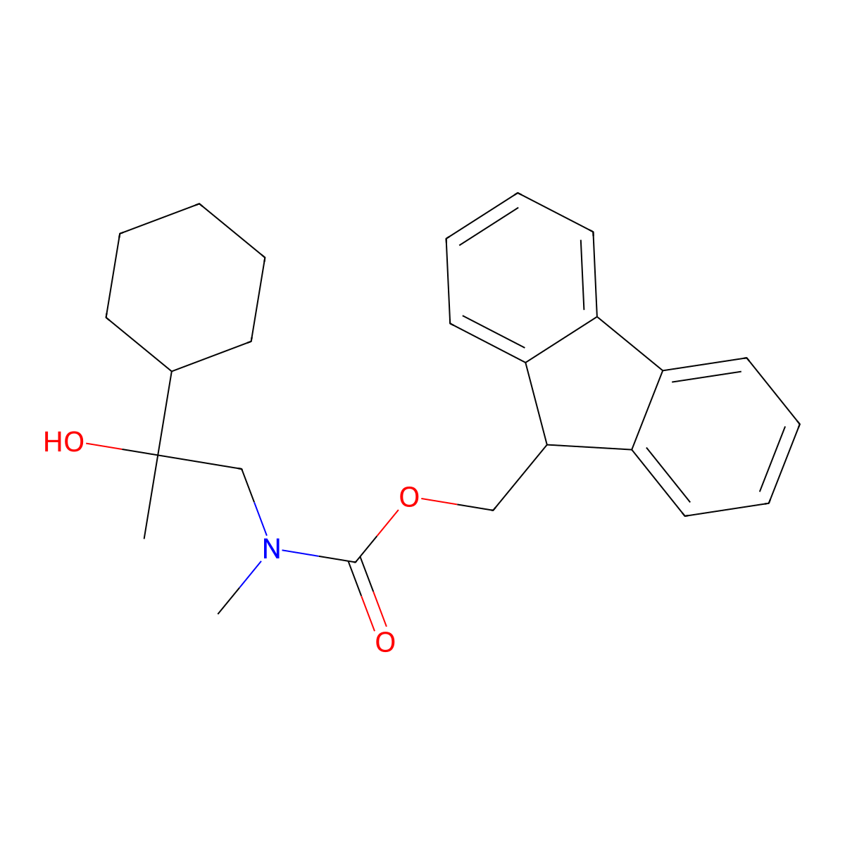 (9H-fluoren-9-yl)methyl N-(2-cyclohexyl-2-hydroxypropyl)-N-methylcarbamate molecular structure, CAS 2764007-75-0