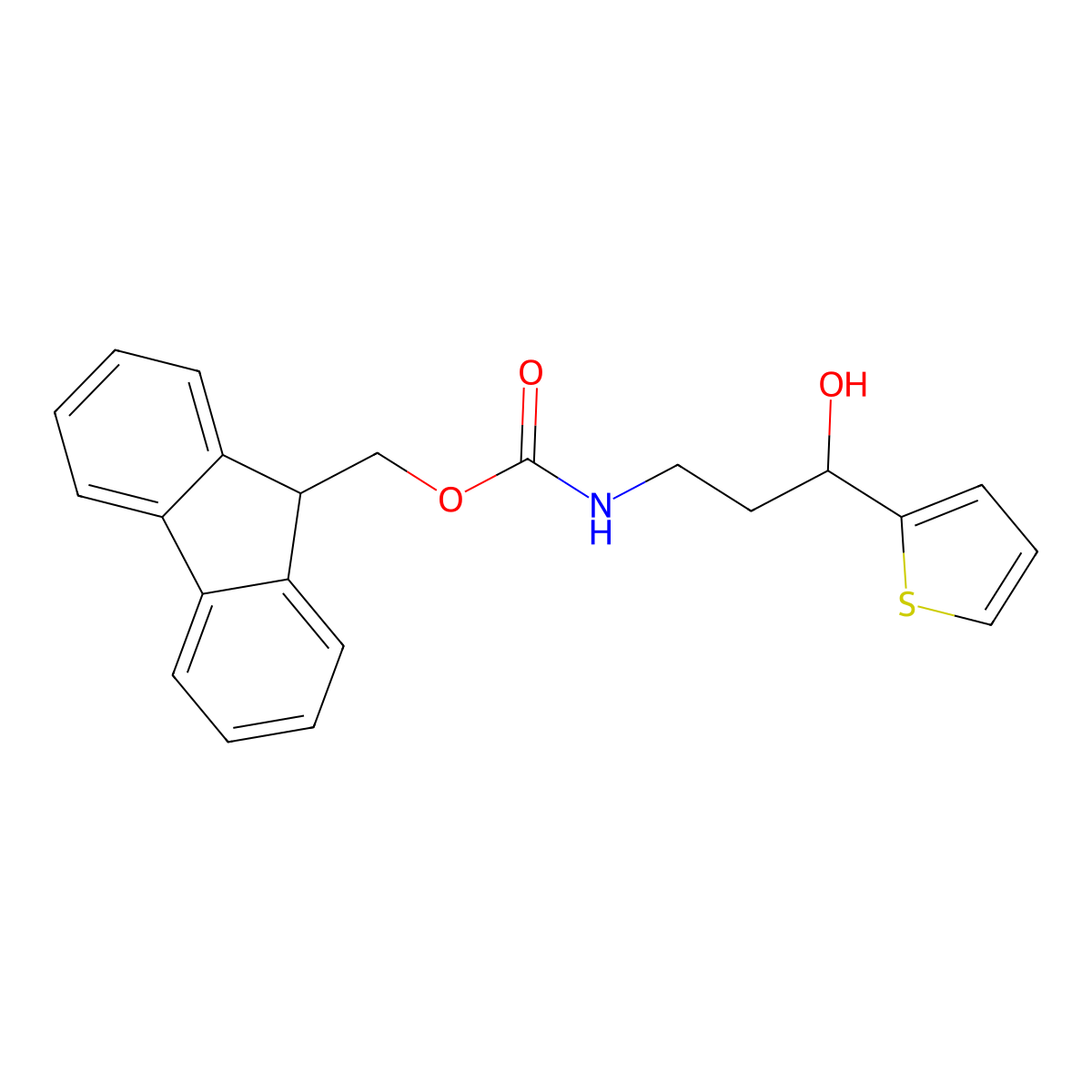 (9H-fluoren-9-yl)methyl N-[3-hydroxy-3-(thiophen-2-yl)propyl]carbamate molecular structure, CAS 2764007-88-5