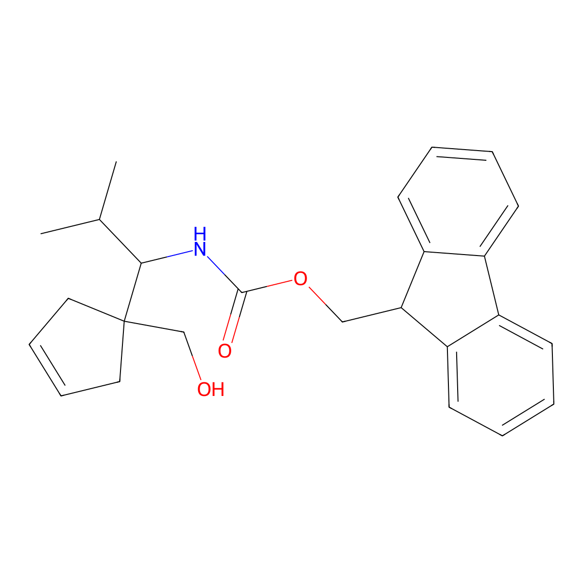 (9H-fluoren-9-yl)methyl N-{1-[1-(hydroxymethyl)cyclopent-3-en-1-yl]-2-methylpropyl}carbamate molecular structure, CAS 2764007-89-6